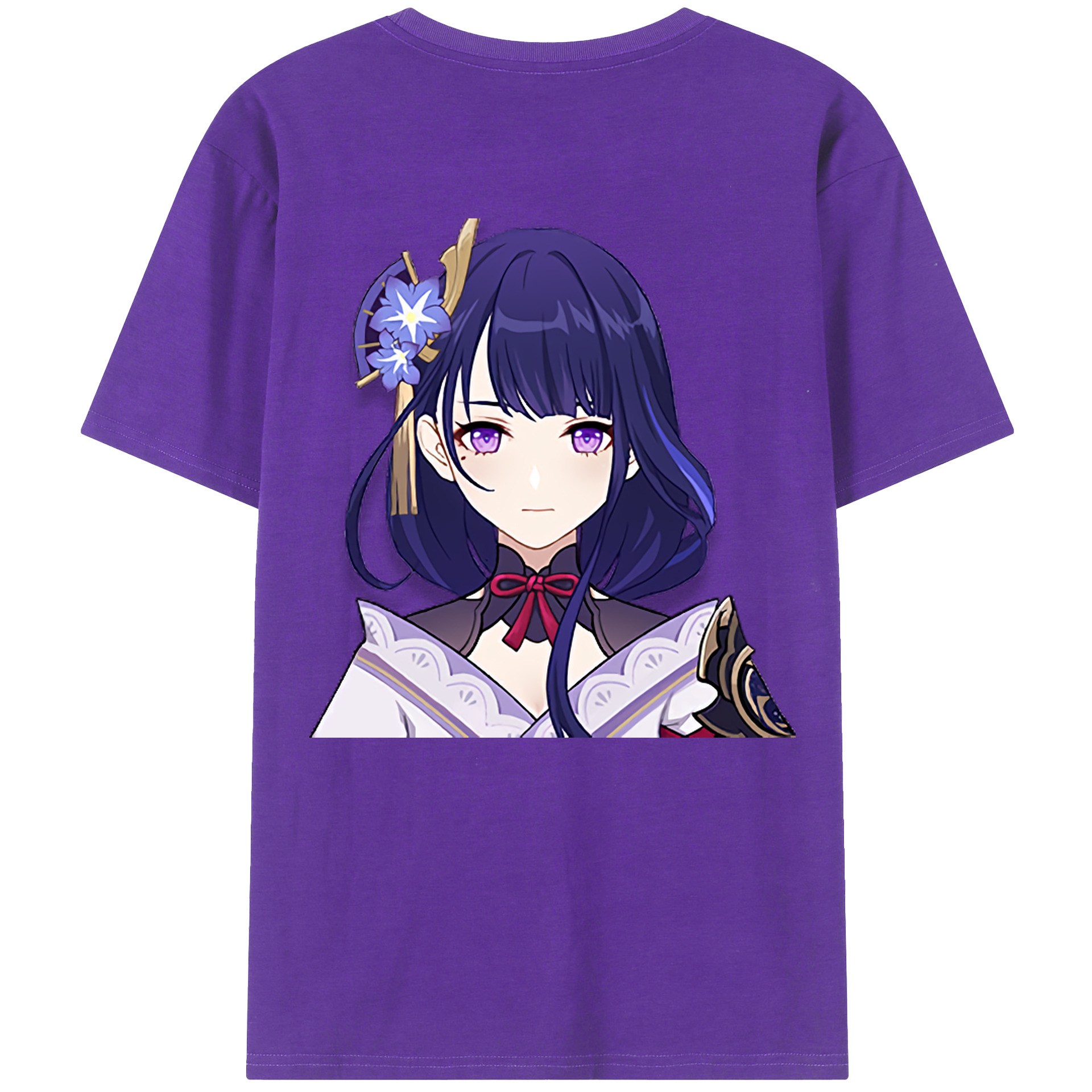 げんし神 雷電将軍 らいでんしょうぐん genshin Raiden Shogun 綿100％ メンズ半袖Tシャツ（バックプリント） 通気性