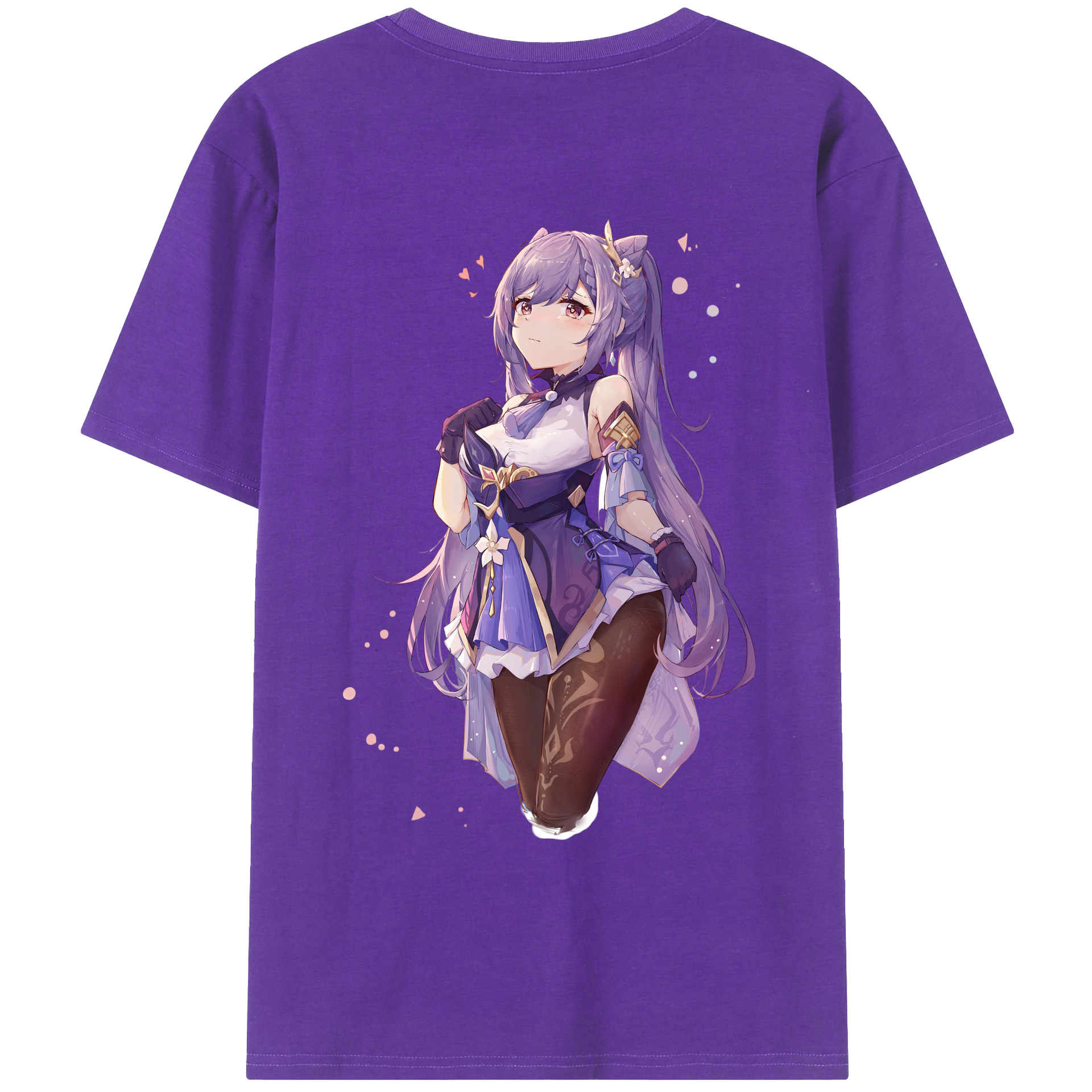 げんし神 刻晴 こくせい genshin Kokusei 綿100％ メンズ半袖Tシャツ（バックプリント） 通気性