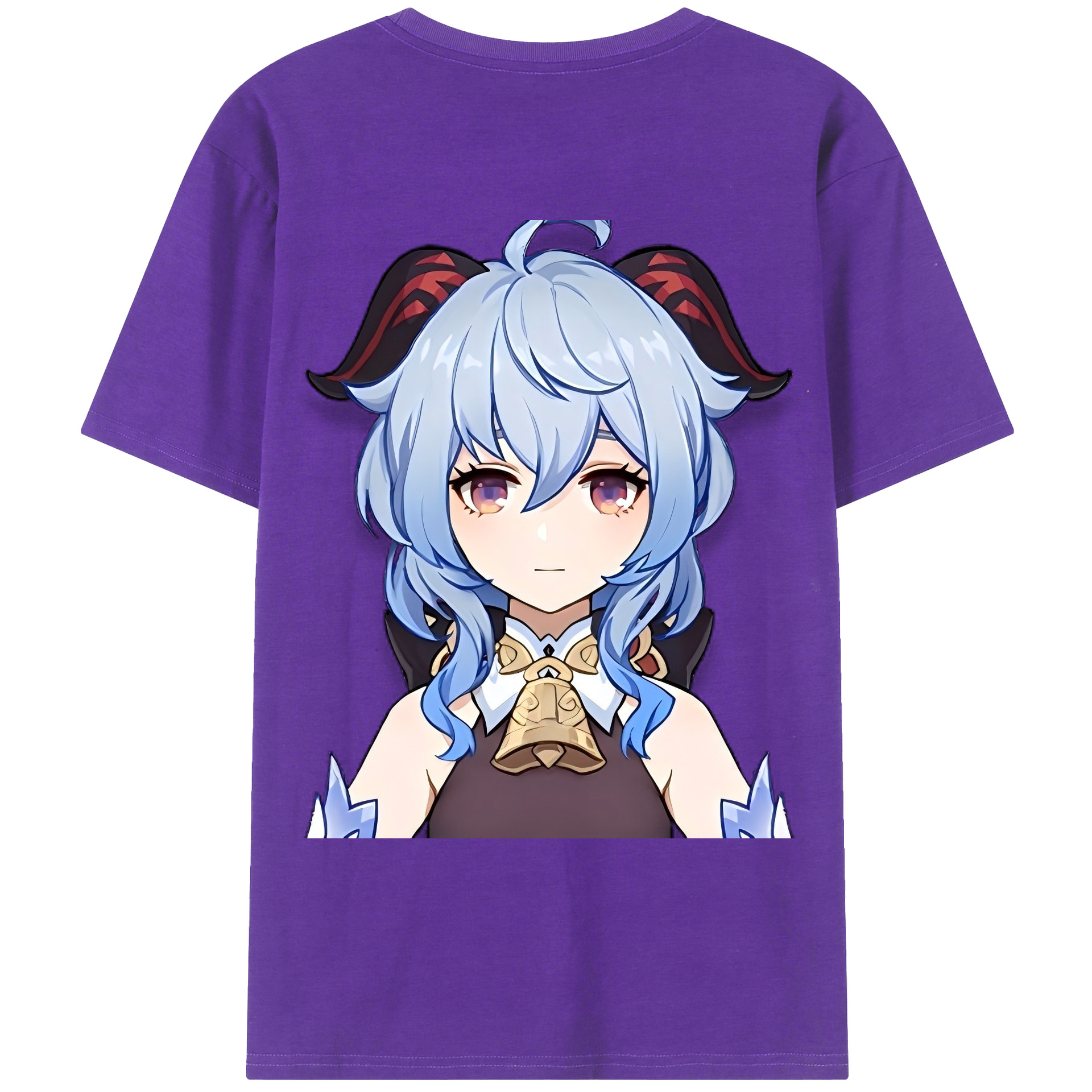 げんし神 甘雨 かんう genshin Ganyu 綿100％ メンズ半袖Tシャツ（バックプリント） 通気性