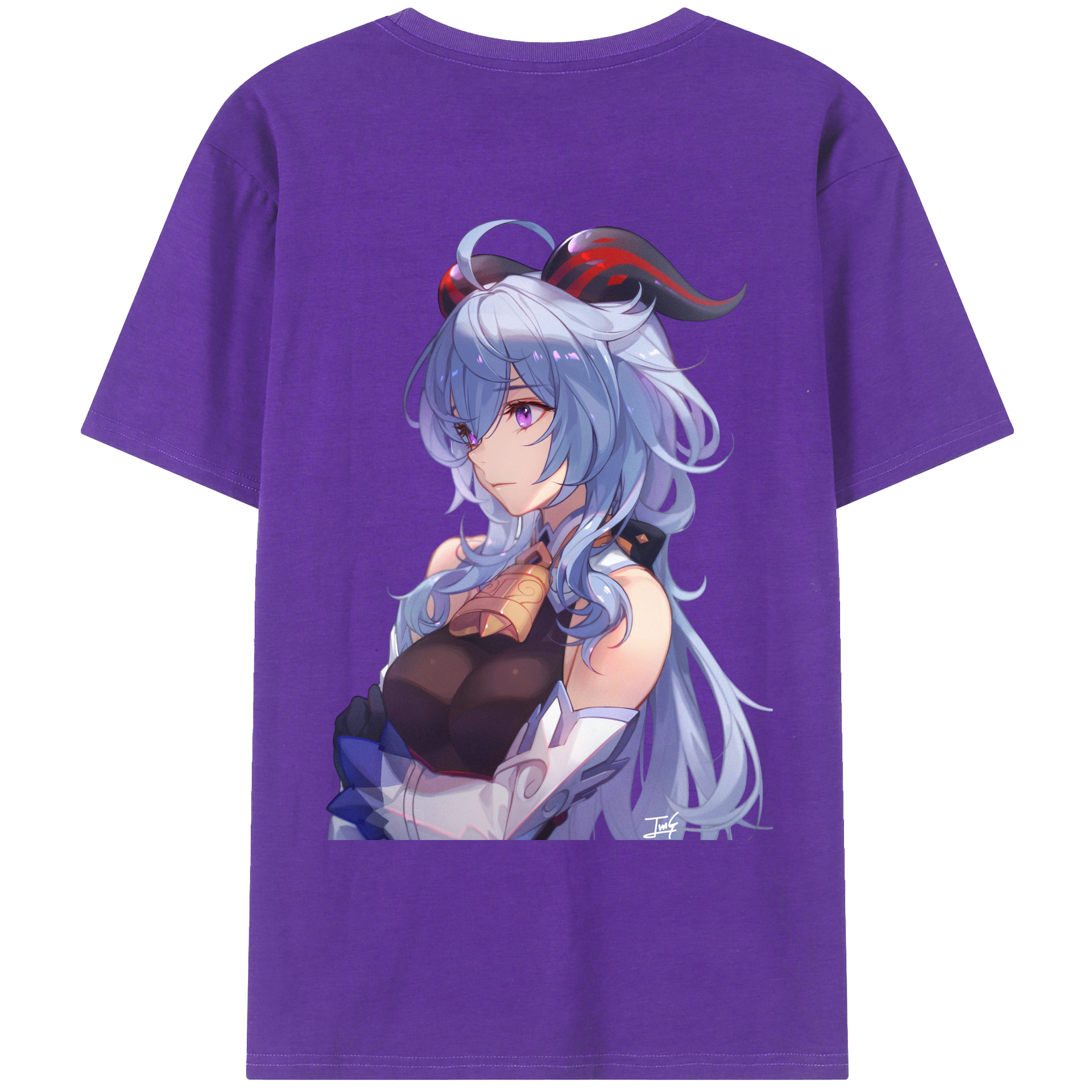 げんし神 甘雨 かんう genshin Ganyu 綿100％ メンズ半袖Tシャツ（バックプリント） 通気性