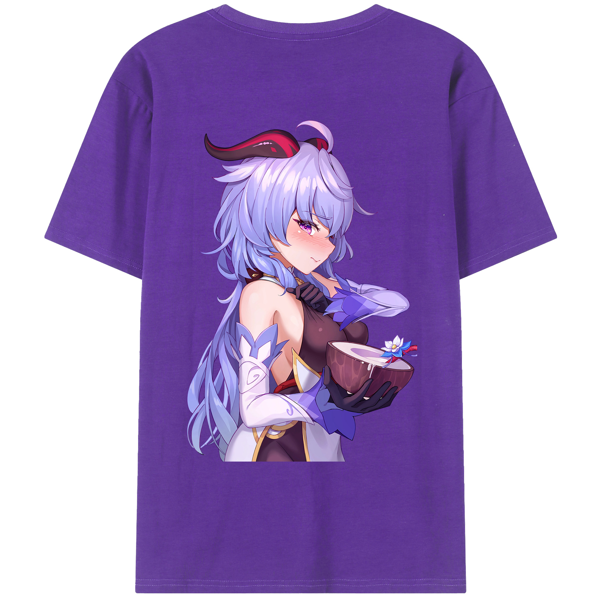 げんし神 甘雨 かんう genshin Ganyu 綿100％ メンズ半袖Tシャツ（バックプリント） 通気性