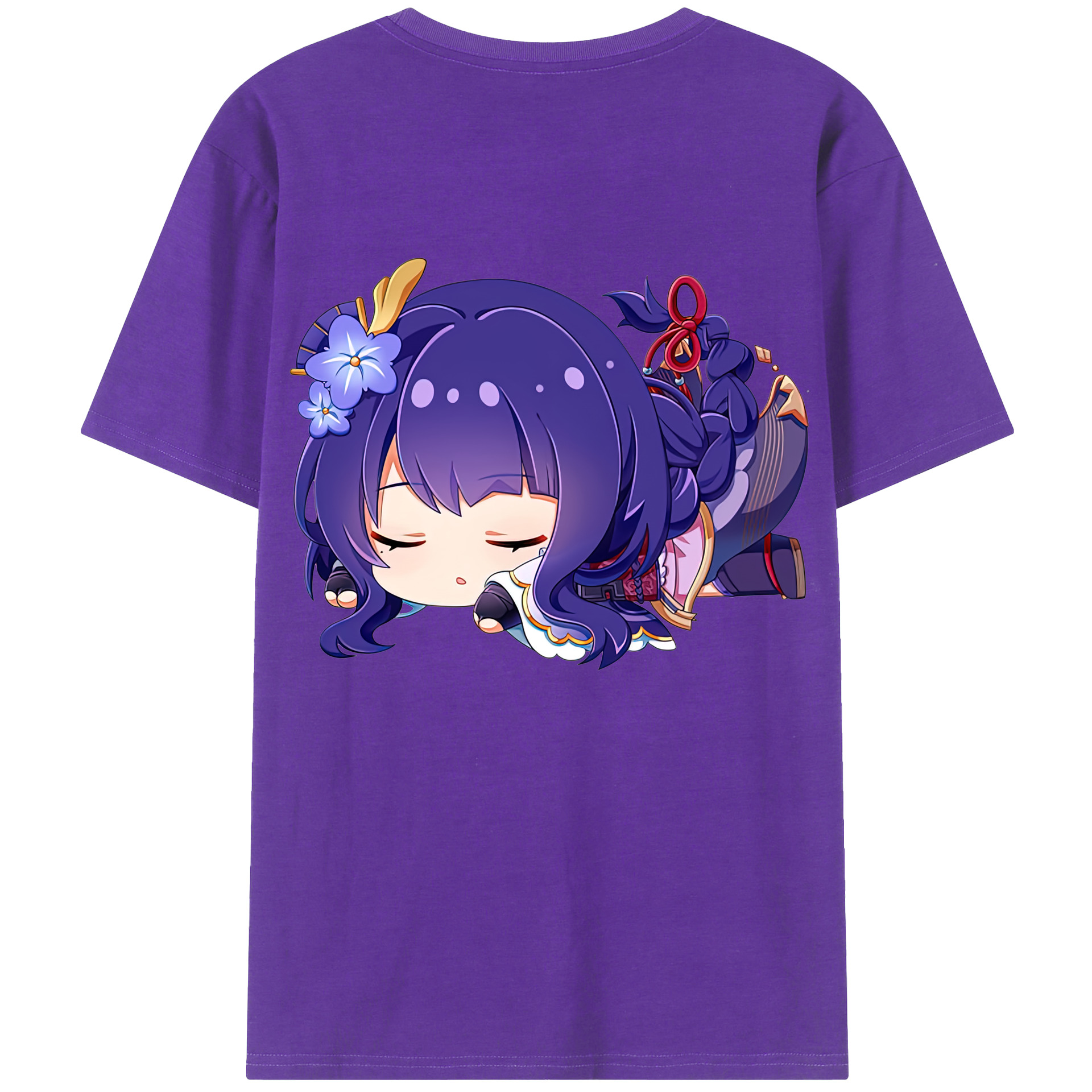 げんし神 雷電将軍 らいでんしょうぐん genshin Raiden Shogun 綿100％ メンズ半袖Tシャツ（バックプリント） 通気性