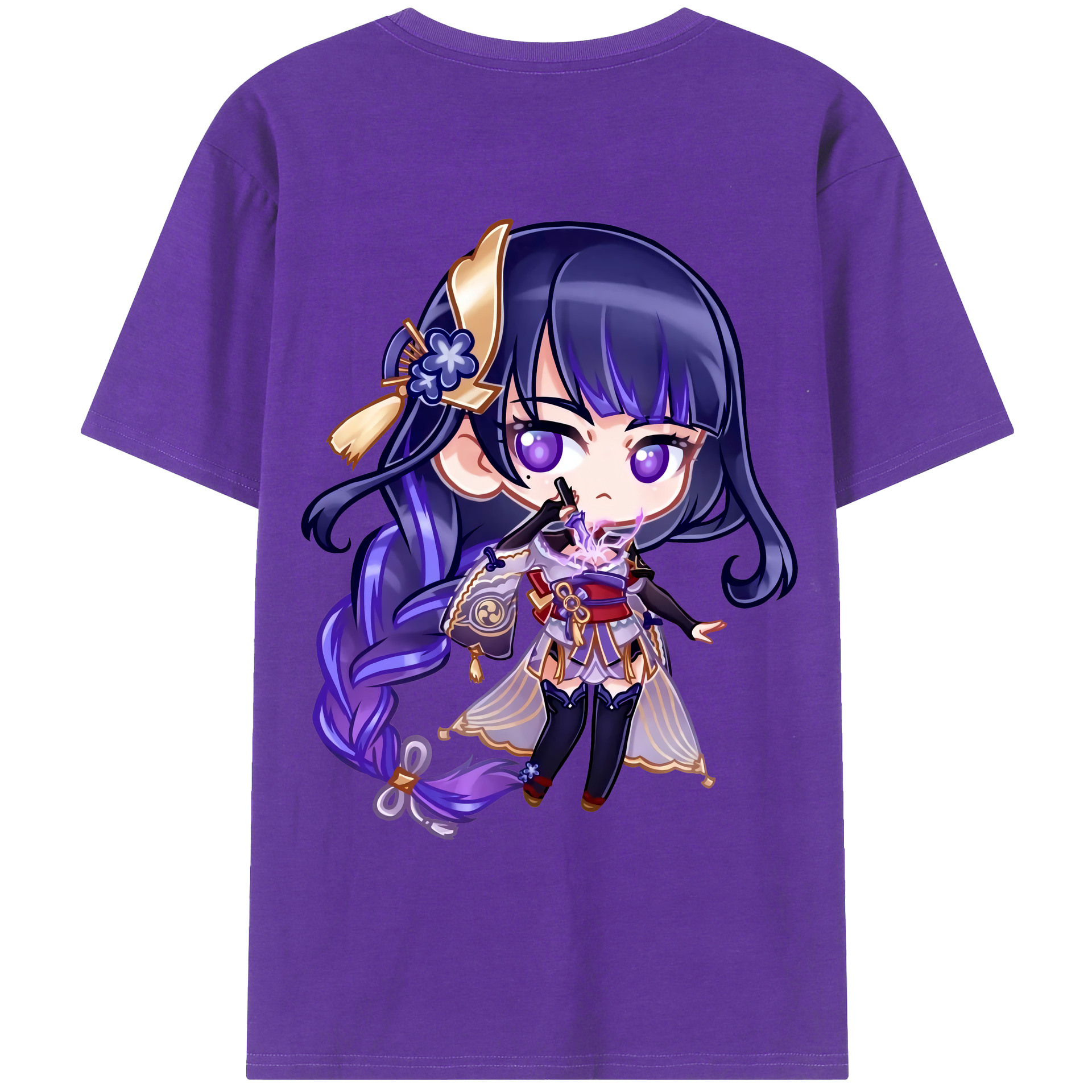げんし神 雷電将軍 らいでんしょうぐん genshin Raiden Shogun 綿100％ メンズ半袖Tシャツ（バックプリント） 通気性