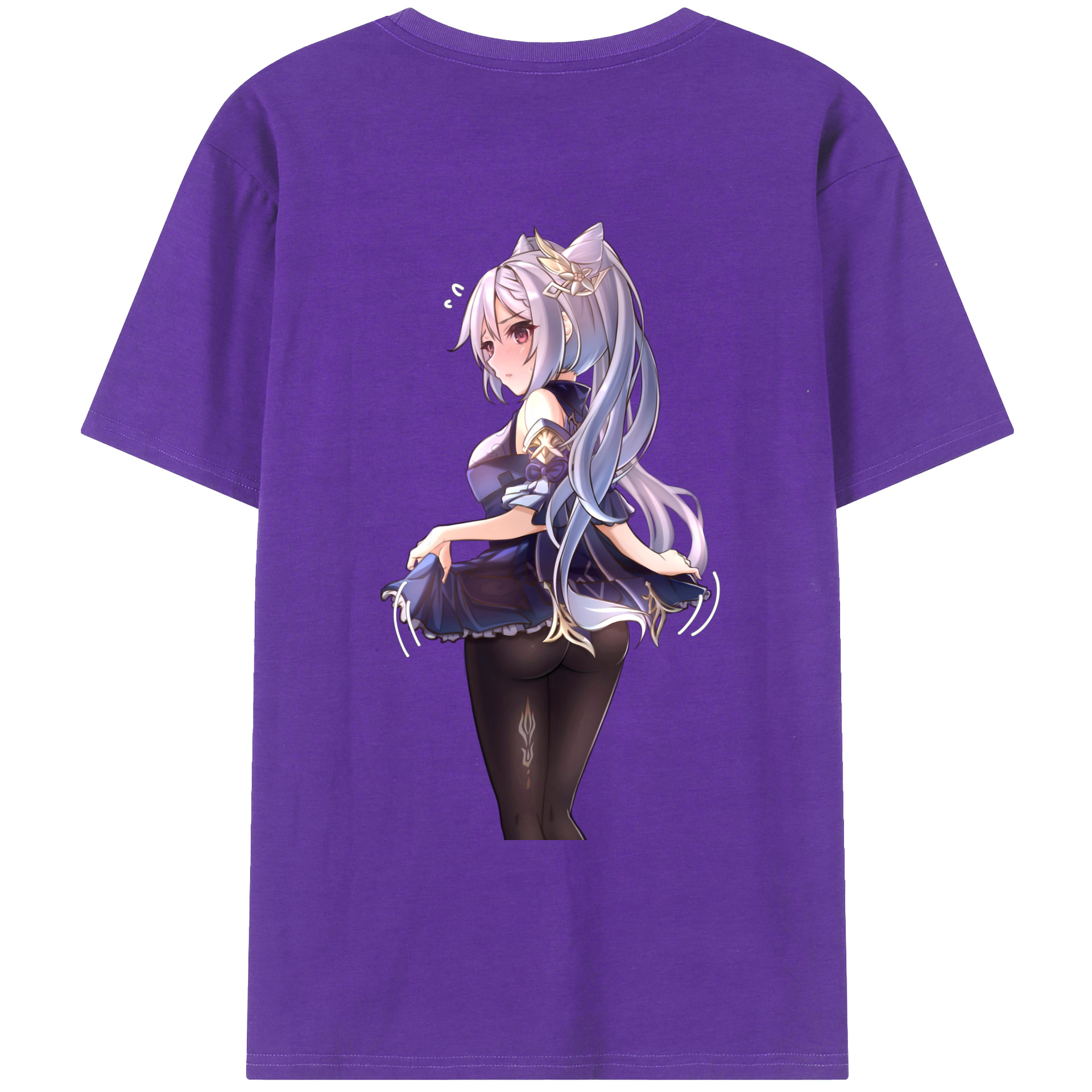 げんし神 刻晴 こくせい genshin Kokusei 綿100％ メンズ半袖Tシャツ（バックプリント） 通気性
