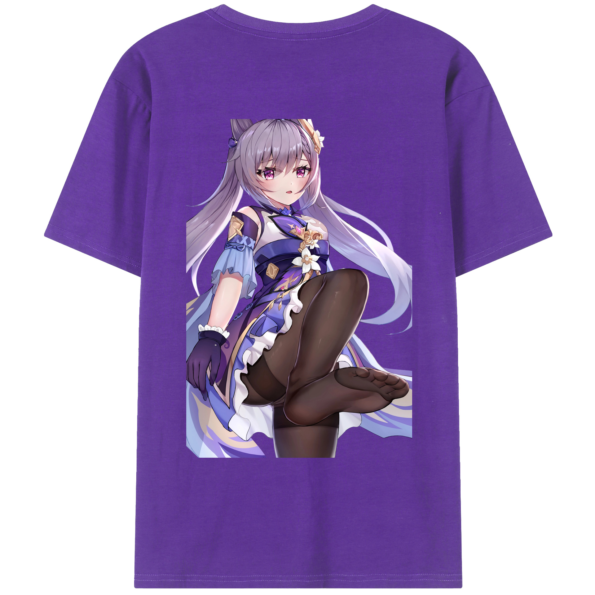 げんし神 刻晴 こくせい genshin Kokusei 綿100％ メンズ半袖Tシャツ（バックプリント） 通気性