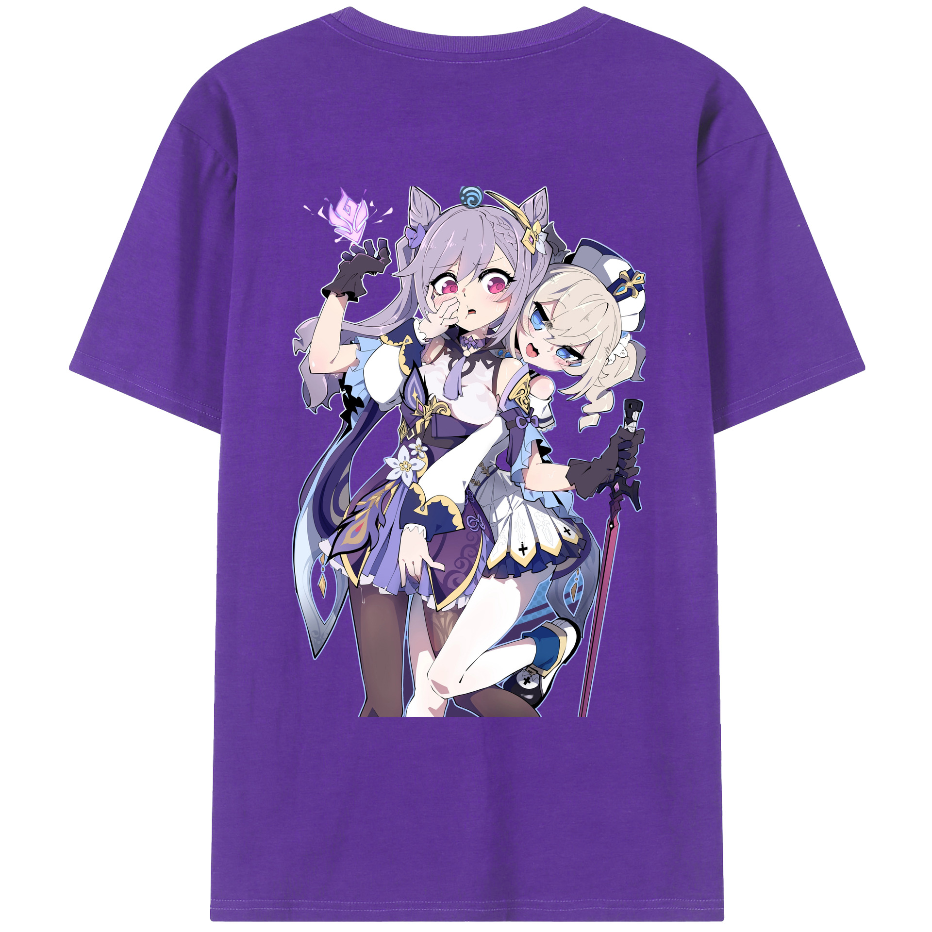 げんし神 刻晴 こくせい genshin Kokusei 綿100％ メンズ半袖Tシャツ（バックプリント） 通気性