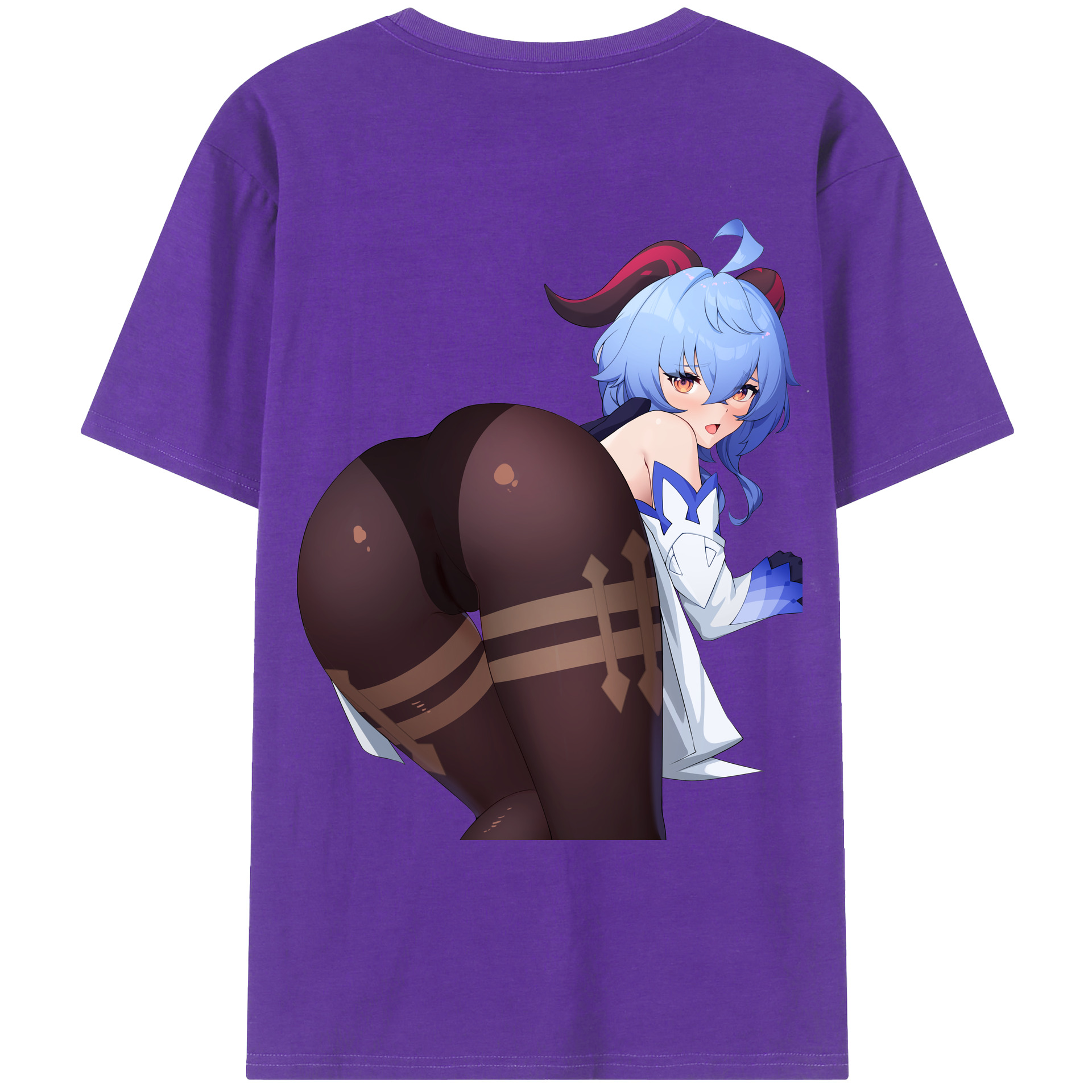 げんし神 甘雨 かんう genshin Ganyu 綿100％ メンズ半袖Tシャツ（バックプリント） 通気性