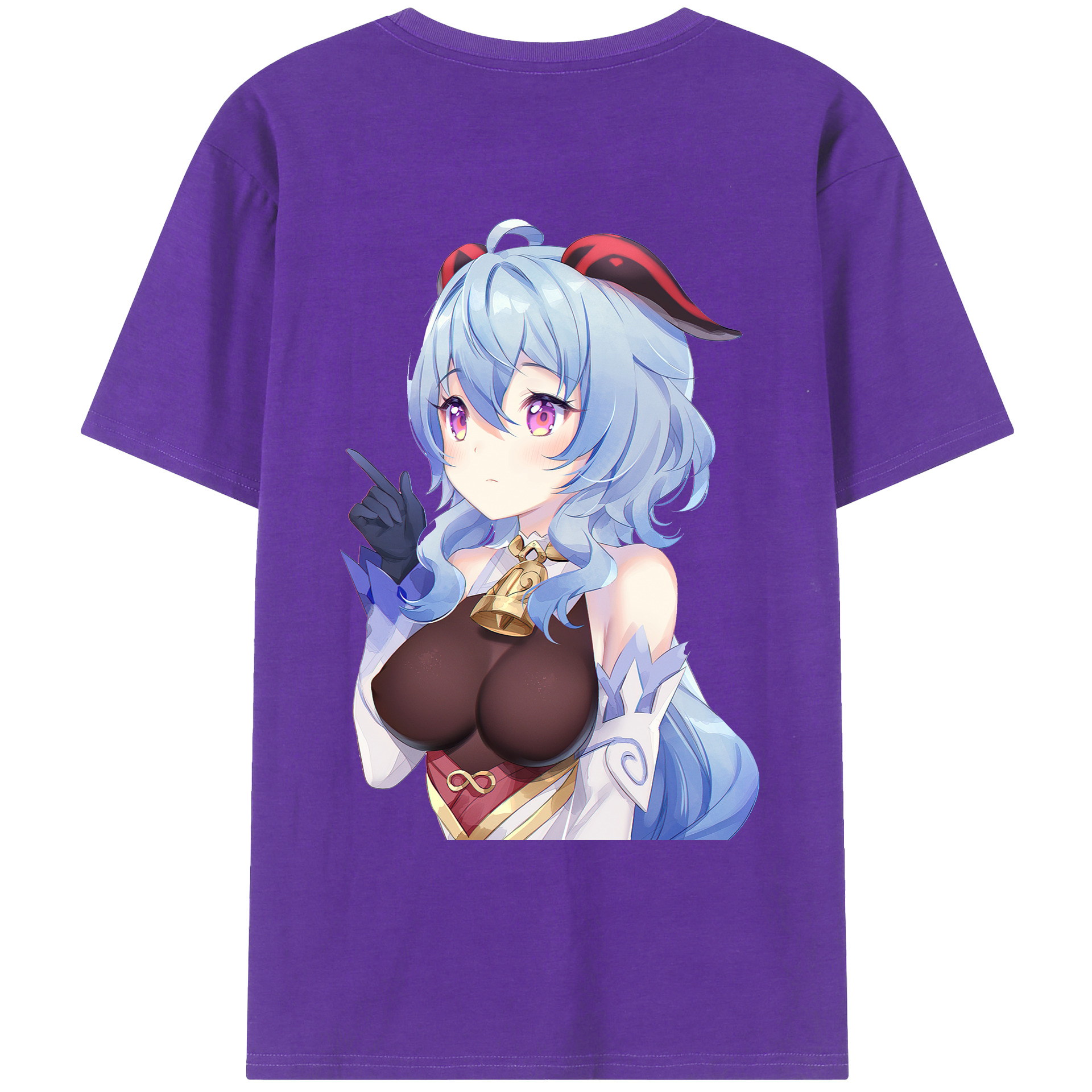 げんし神 甘雨 かんう genshin Ganyu 綿100％ メンズ半袖Tシャツ（バックプリント） 通気性