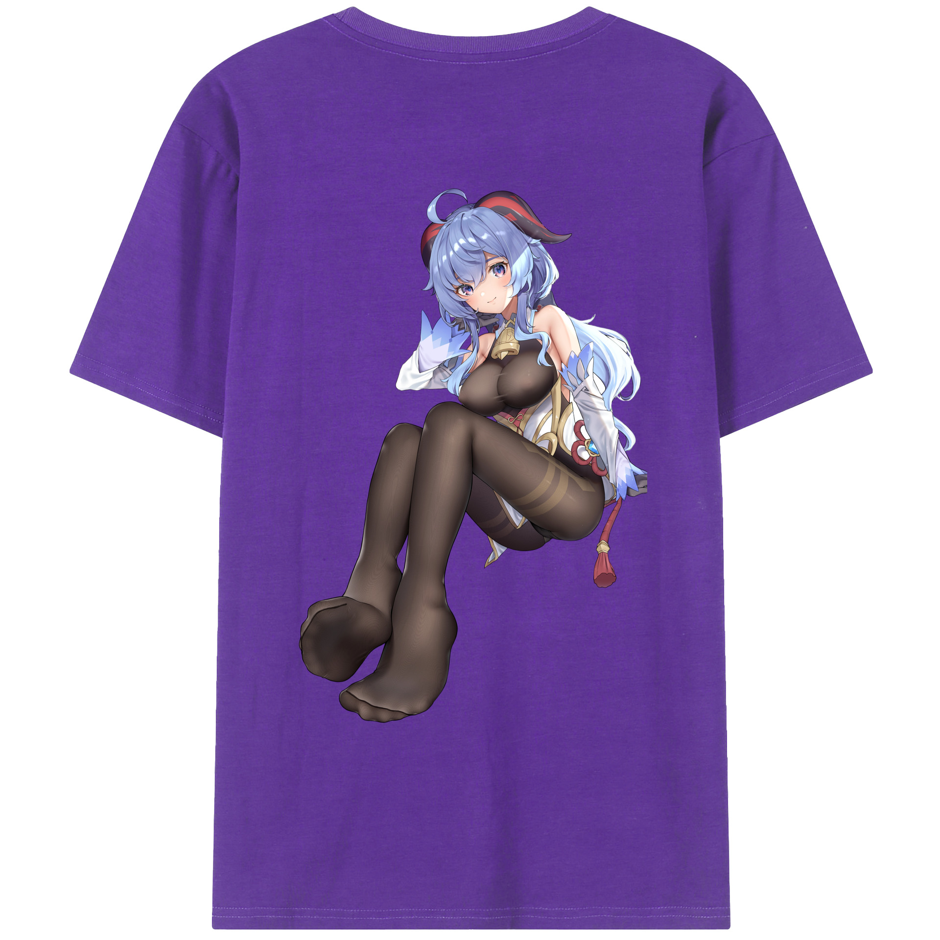 げんし神 甘雨 かんう genshin Ganyu 綿100％ メンズ半袖Tシャツ（バックプリント） 通気性