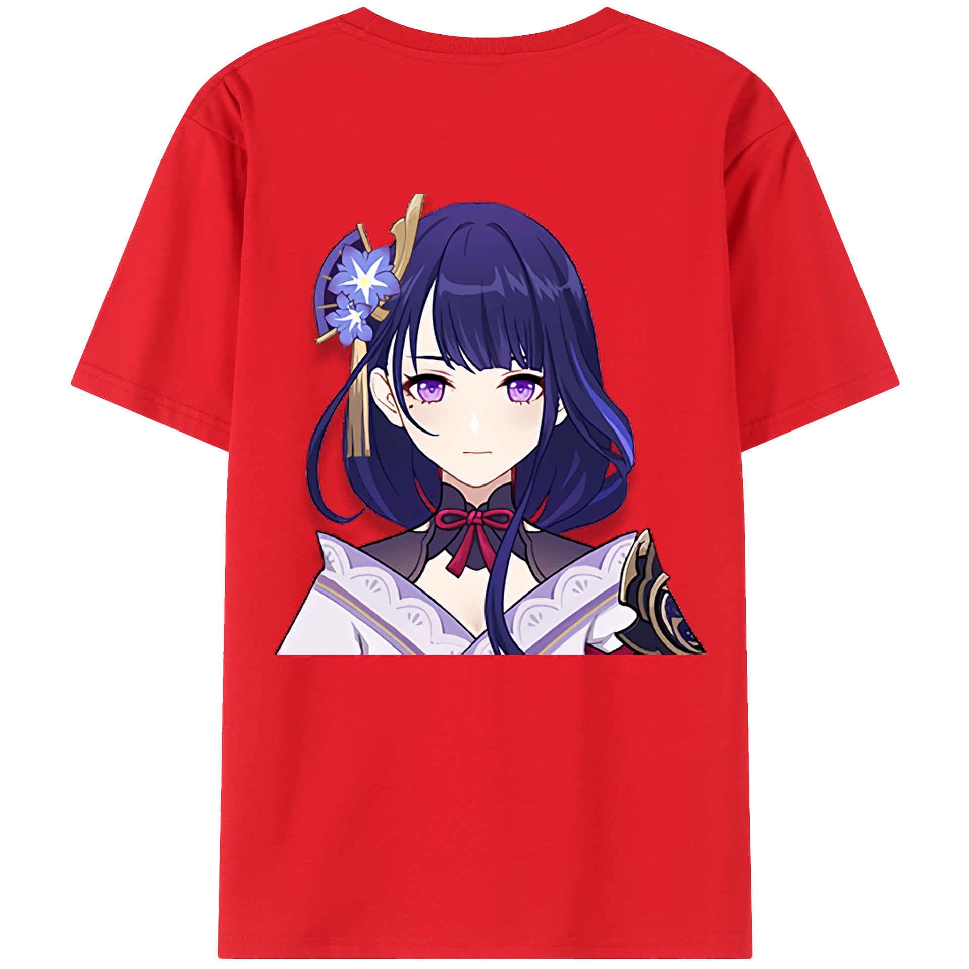 げんし神 雷電将軍 らいでんしょうぐん genshin Raiden Shogun 綿100％ メンズ半袖Tシャツ（バックプリント） 通気性