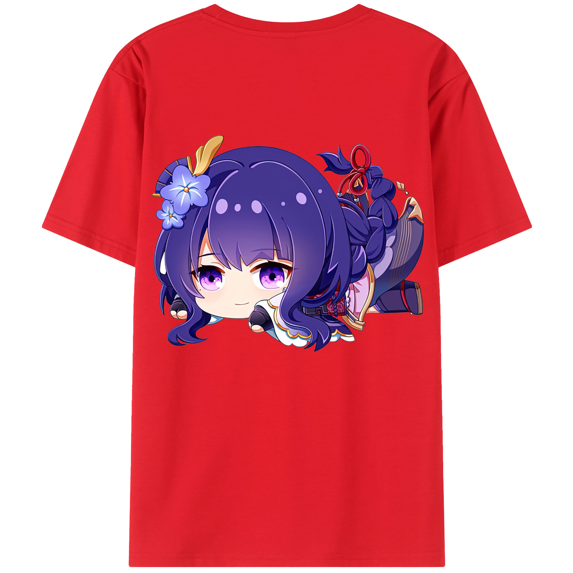 げんし神 雷電将軍 らいでんしょうぐん genshin Raiden Shogun 綿100％ メンズ半袖Tシャツ（バックプリント） 通気性