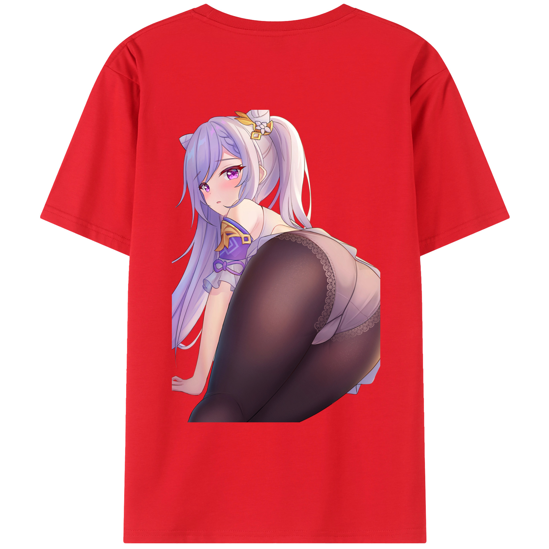 げんし神 刻晴 こくせい genshin Kokusei 綿100％ メンズ半袖Tシャツ（バックプリント） 通気性