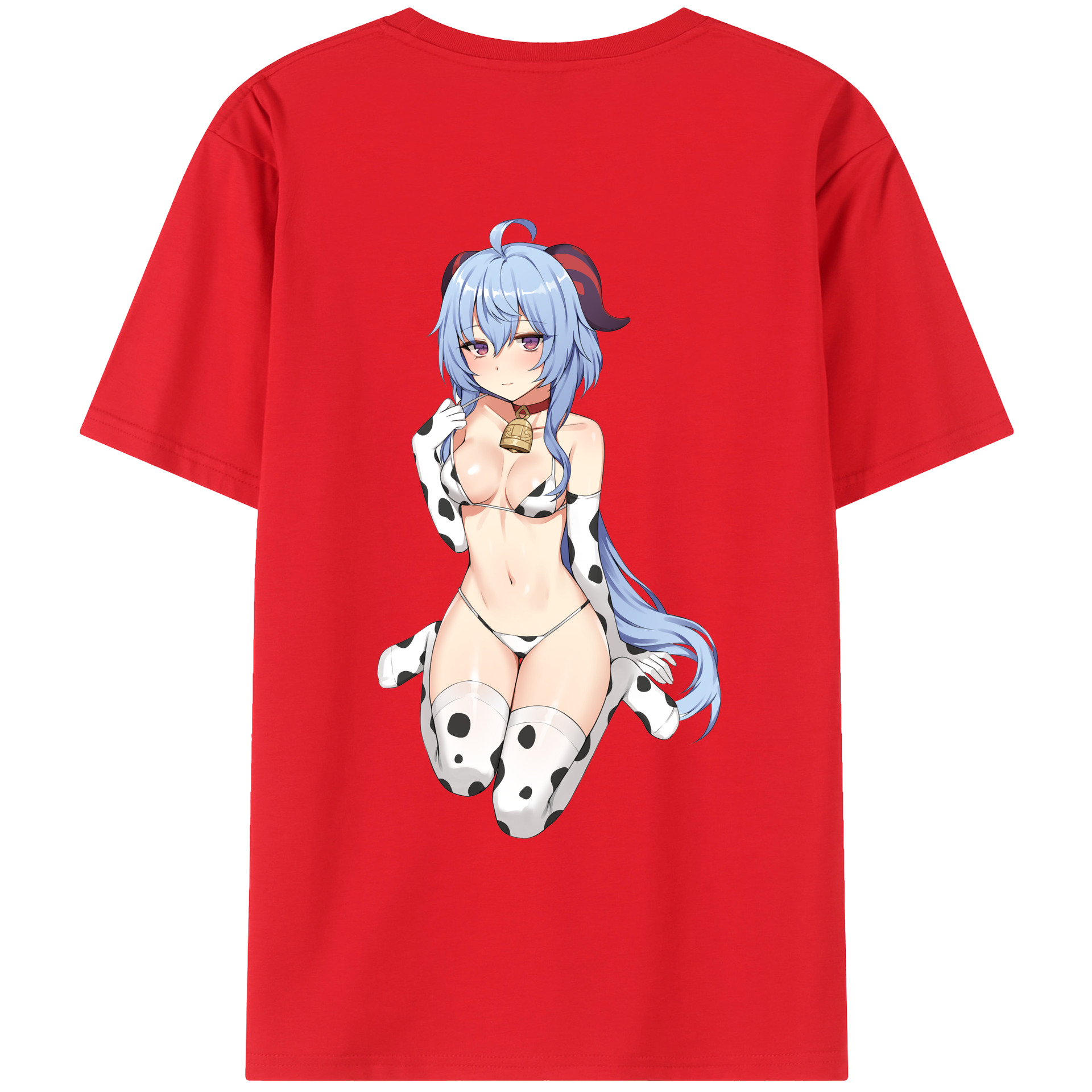 げんし神 甘雨 かんう genshin Ganyu 綿100％ メンズ半袖Tシャツ（バックプリント） 通気性