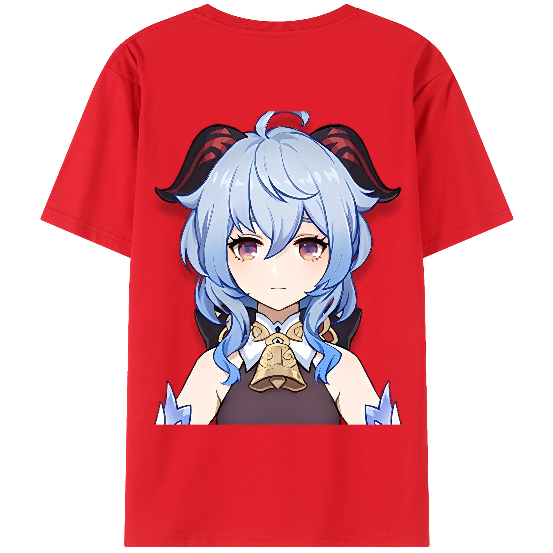 げんし神 甘雨 かんう genshin Ganyu 綿100％ メンズ半袖Tシャツ（バックプリント） 通気性