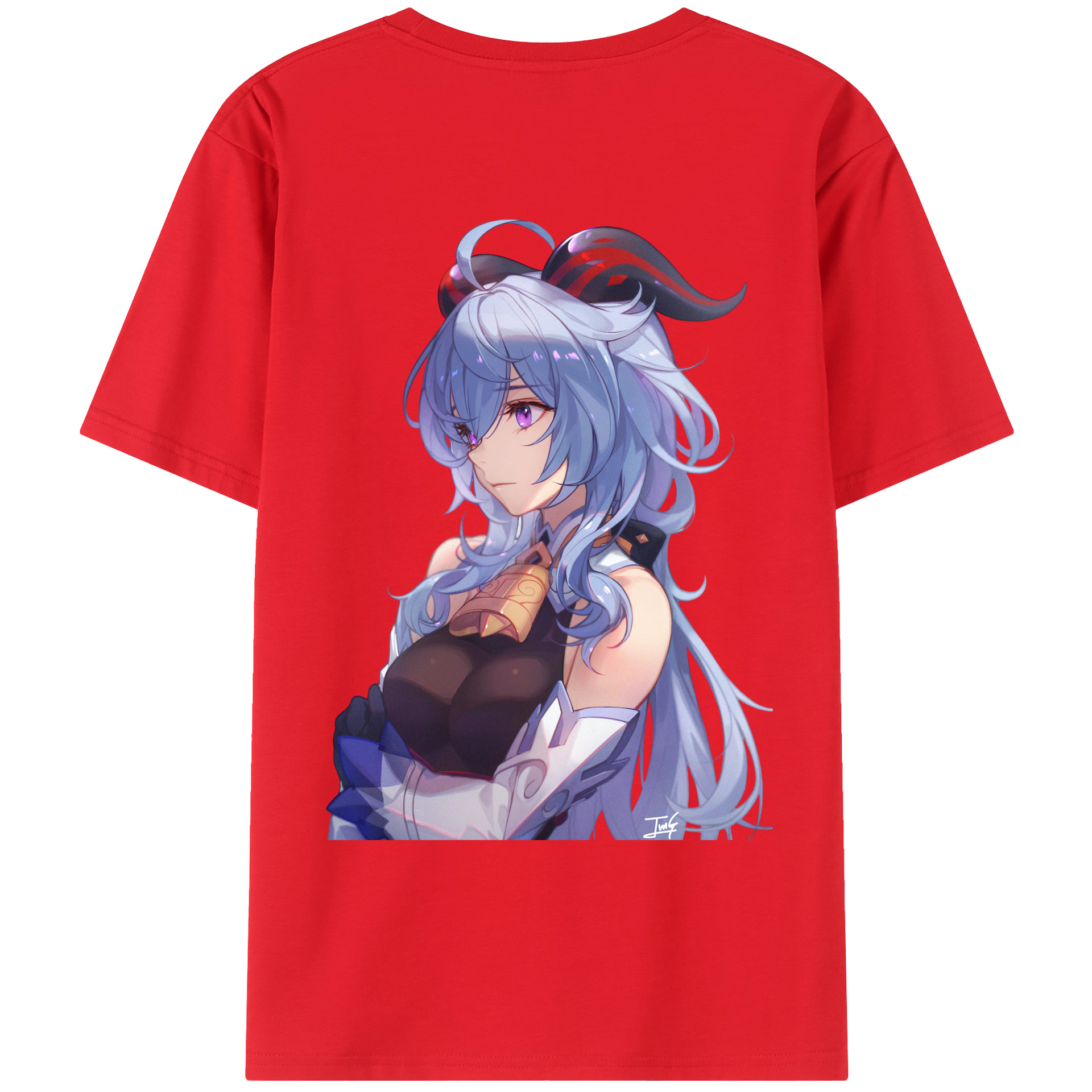 げんし神 甘雨 かんう genshin Ganyu 綿100％ メンズ半袖Tシャツ（バックプリント） 通気性