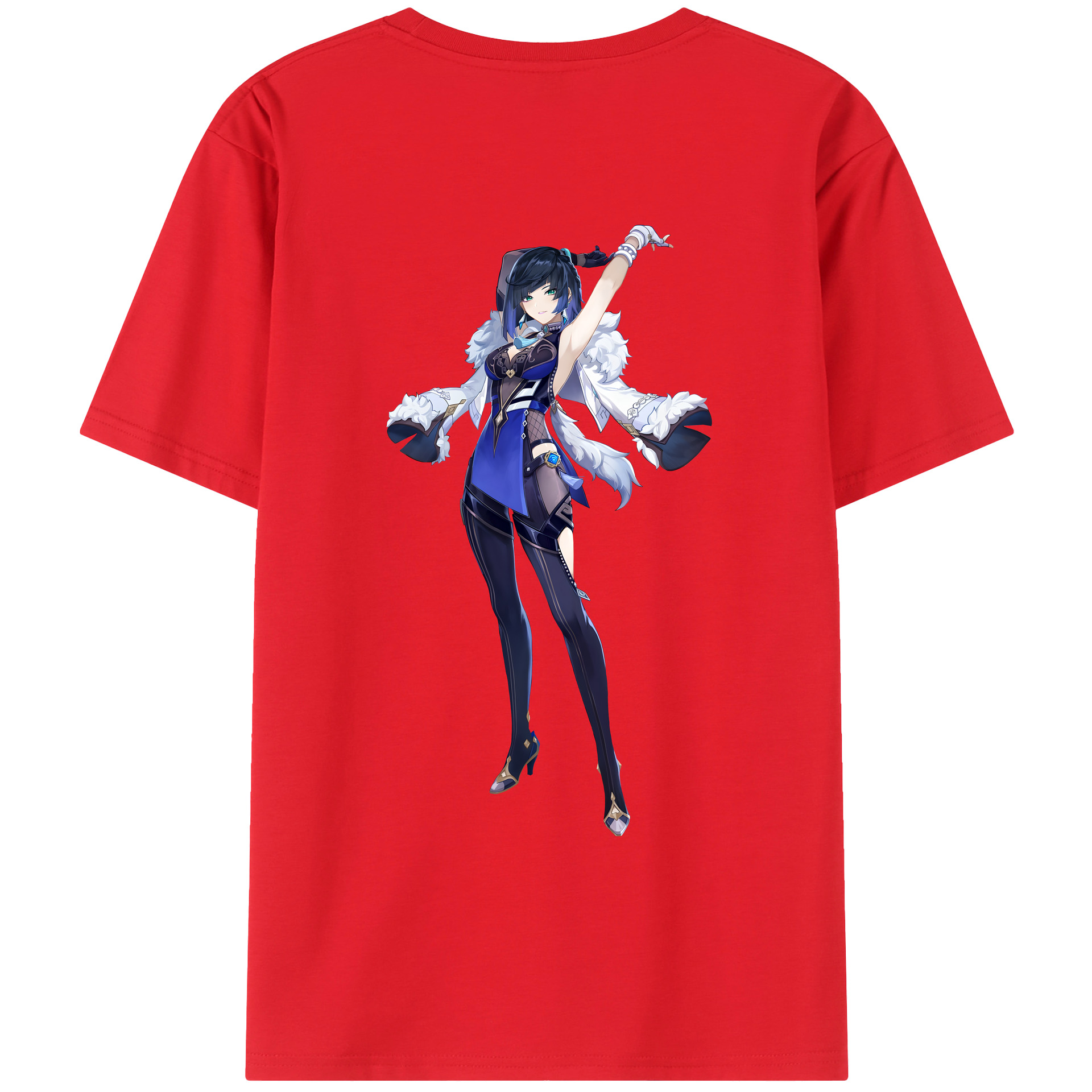 げんし神 夜兰 やらん genshin Yaran 綿100％ メンズ半袖Tシャツ（バックプリント） 通気性