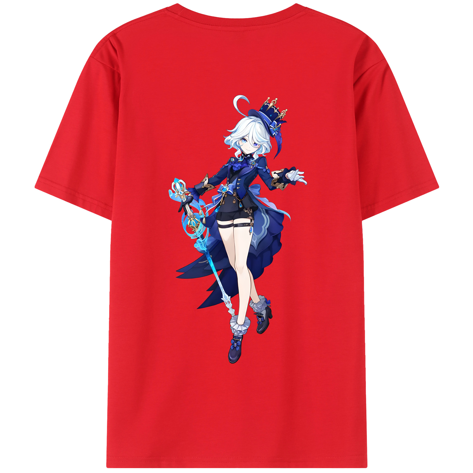 げんし神 フリーナ genshin Furina 綿100％ メンズ半袖Tシャツ（バックプリント） 通気性