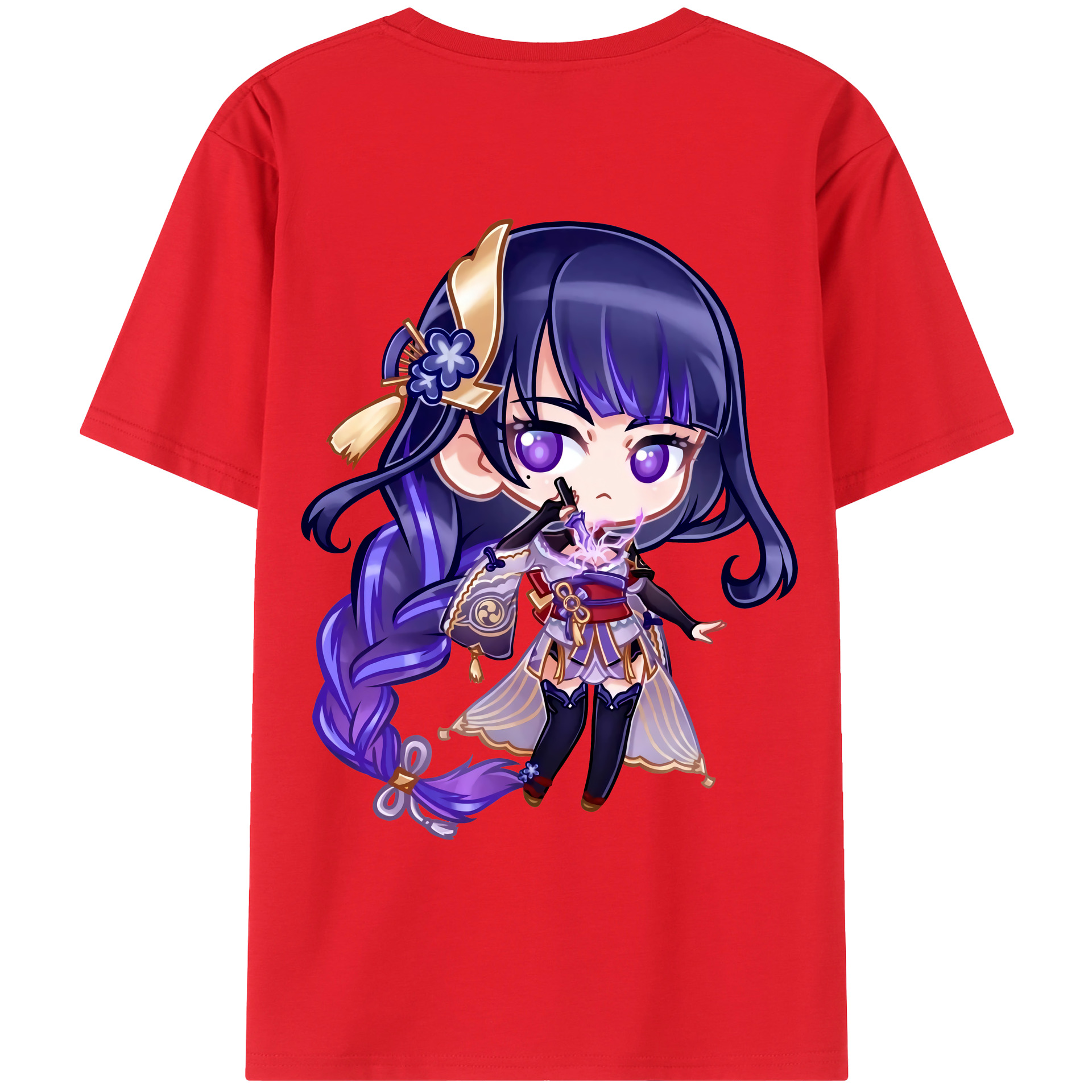 げんし神 雷電将軍 らいでんしょうぐん genshin Raiden Shogun 綿100％ メンズ半袖Tシャツ（バックプリント） 通気性