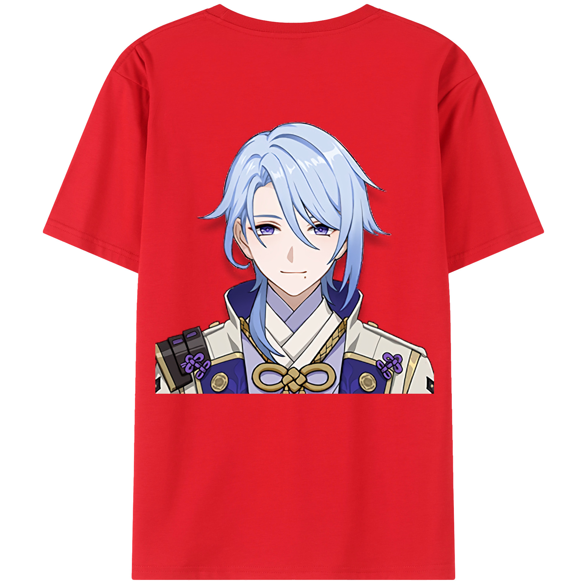 げんし神 神里綾人 かみさとあやと genshin Kamisato Ayato 綿100％ メンズ半袖Tシャツ（バックプリント） 通気性