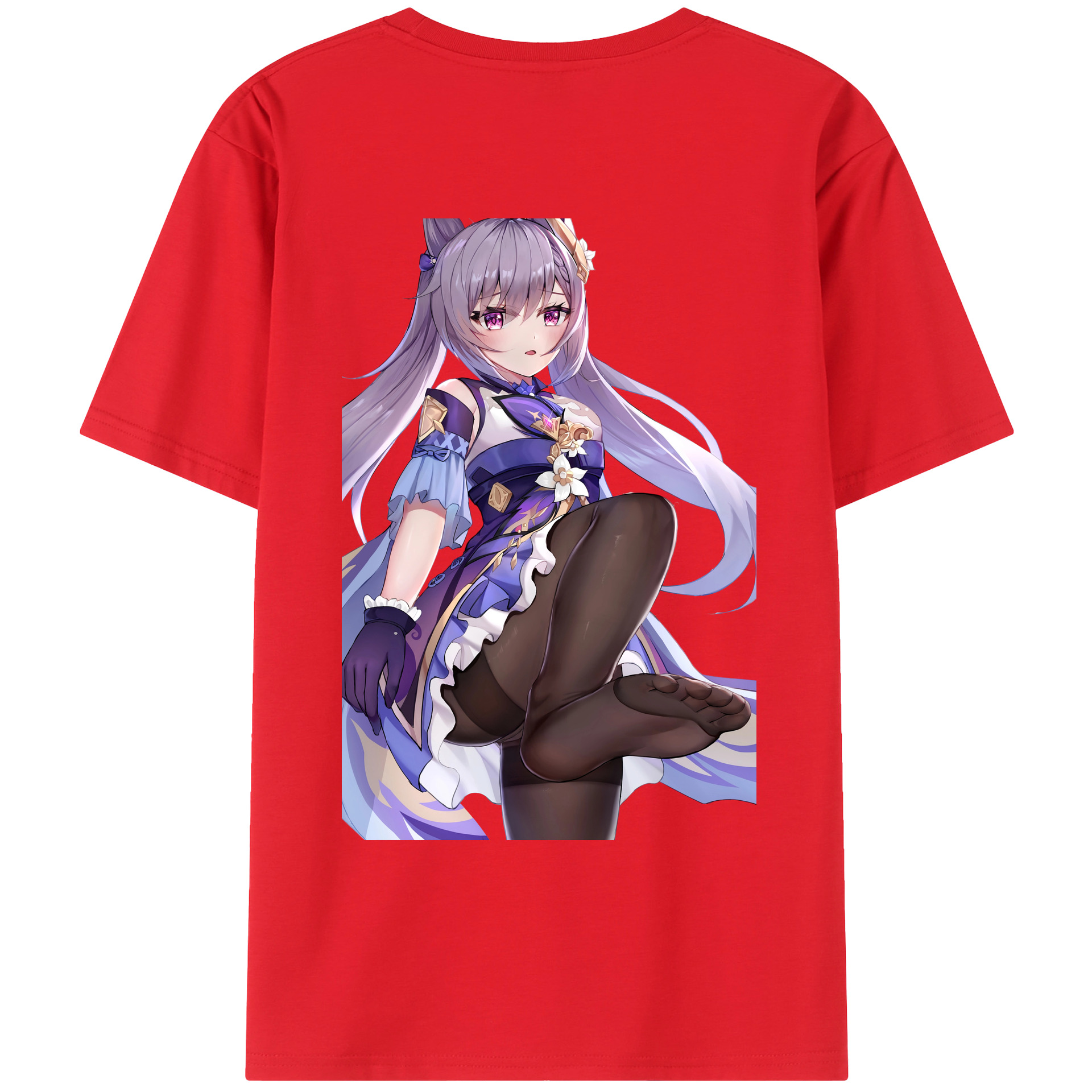 げんし神 刻晴 こくせい genshin Kokusei 綿100％ メンズ半袖Tシャツ（バックプリント） 通気性