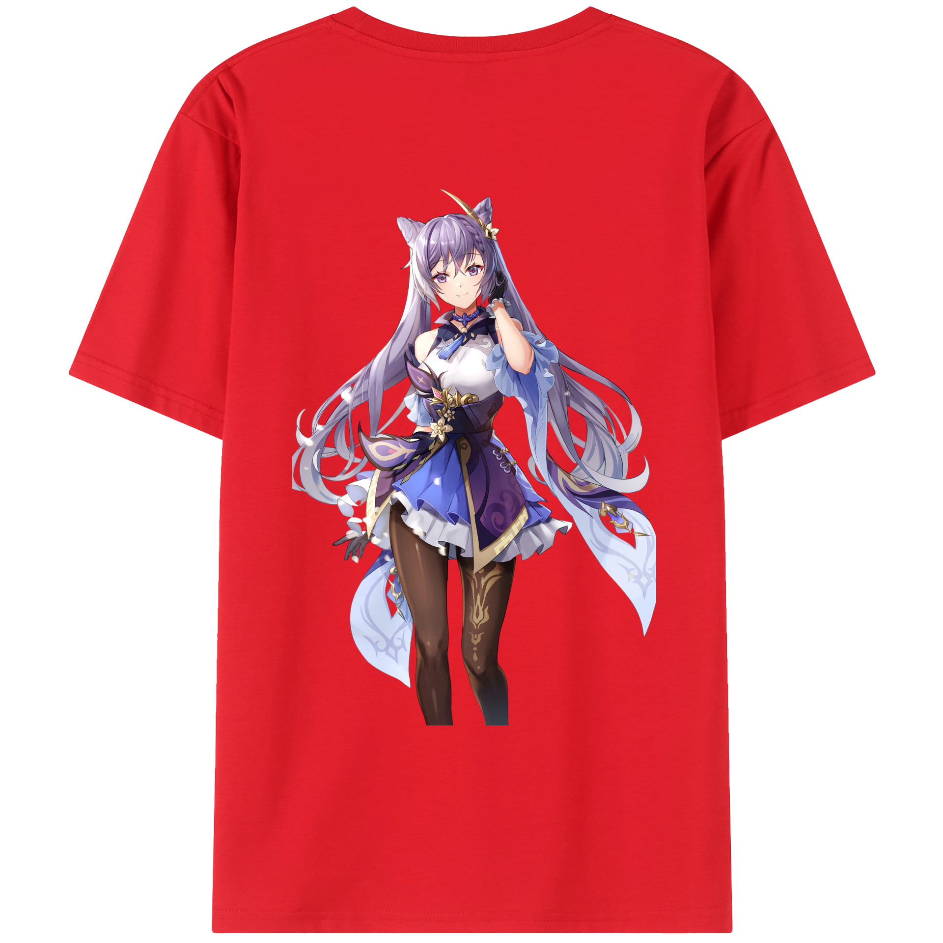 げんし神 刻晴 こくせい genshin Kokusei 綿100％ メンズ半袖Tシャツ（バックプリント） 通気性
