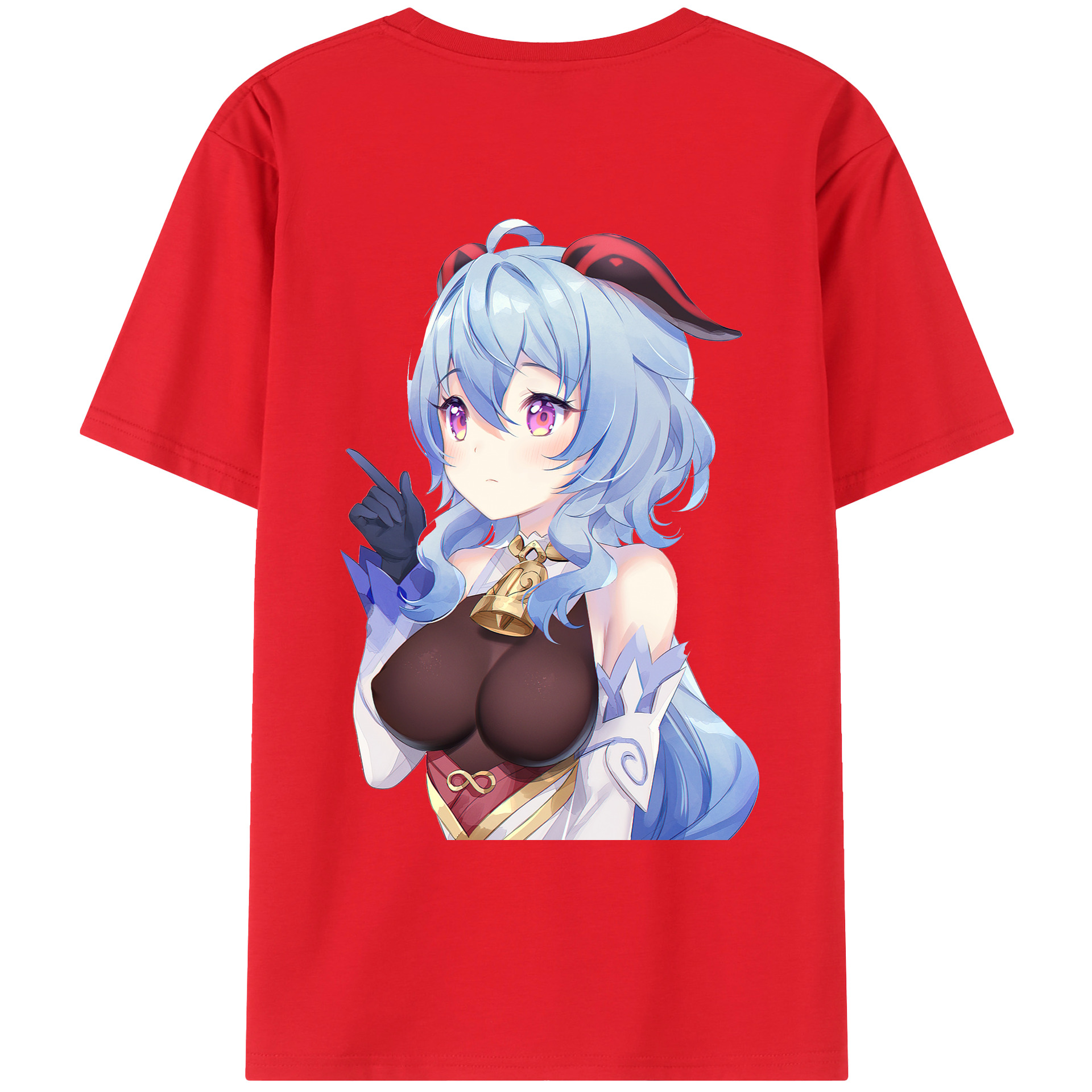 げんし神 甘雨 かんう genshin Ganyu 綿100％ メンズ半袖Tシャツ（バックプリント） 通気性