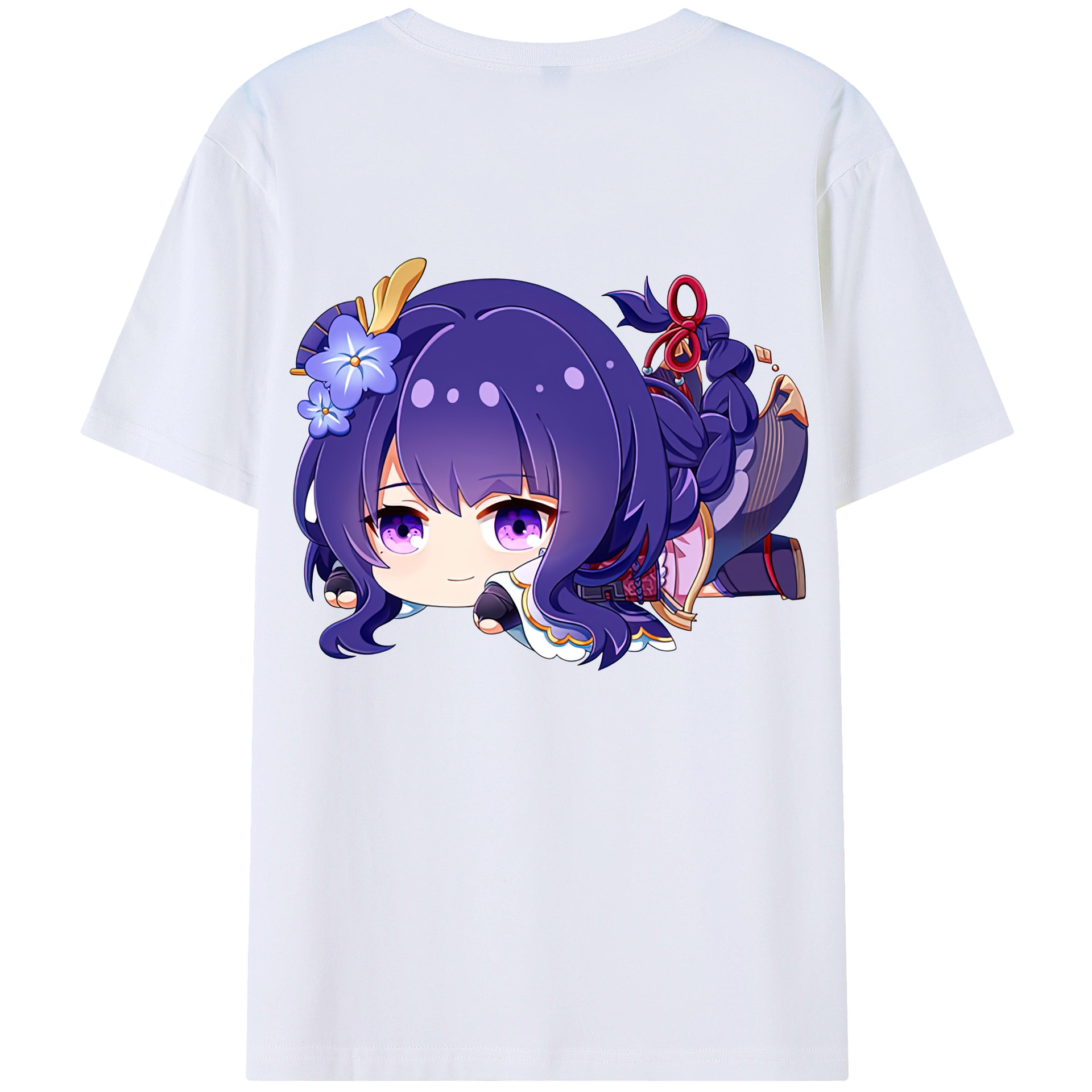 げんし神 雷電将軍 らいでんしょうぐん genshin Raiden Shogun 綿100％ メンズ半袖Tシャツ（バックプリント） 通気性