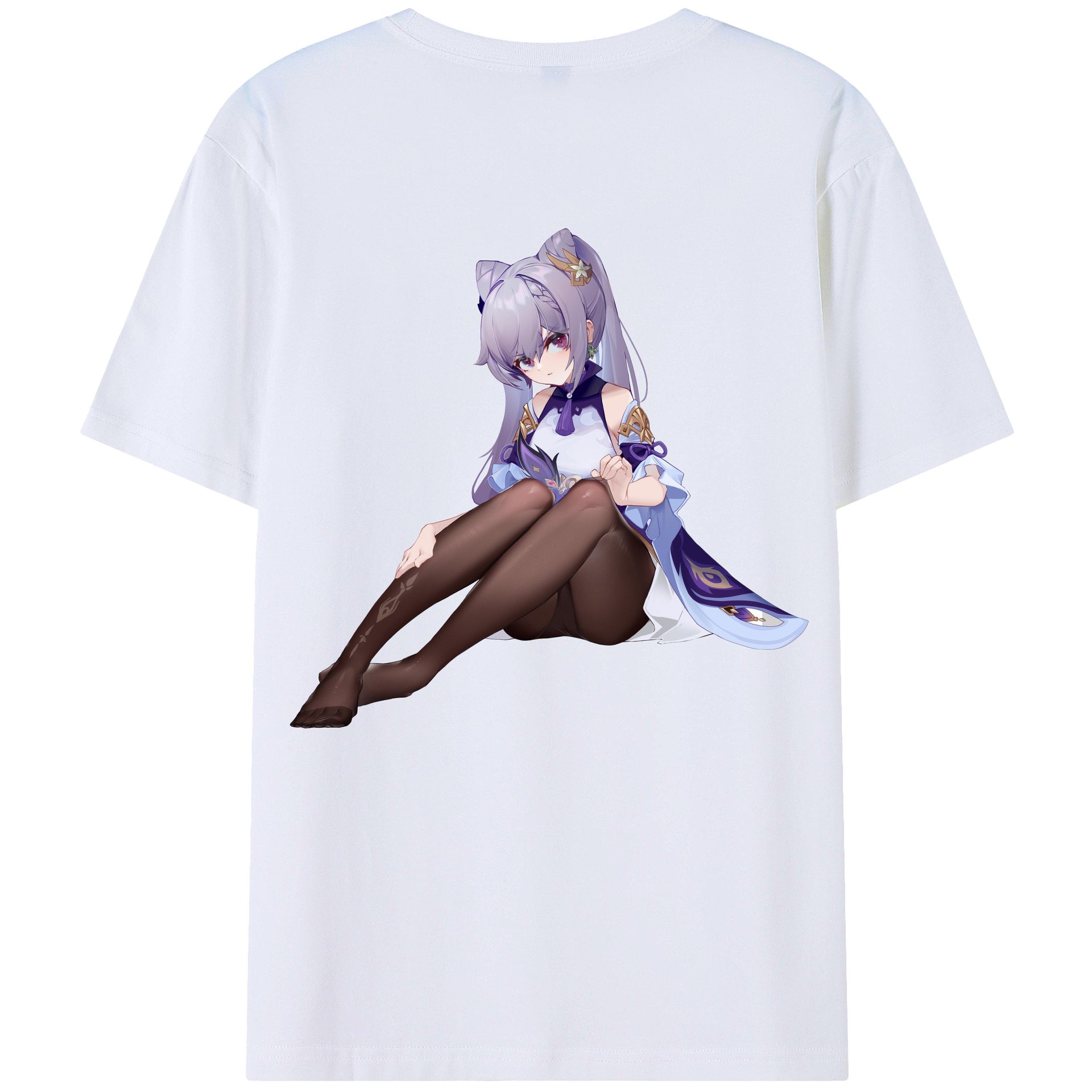 げんし神 刻晴 こくせい genshin Kokusei 綿100％ メンズ半袖Tシャツ（バックプリント） 通気性