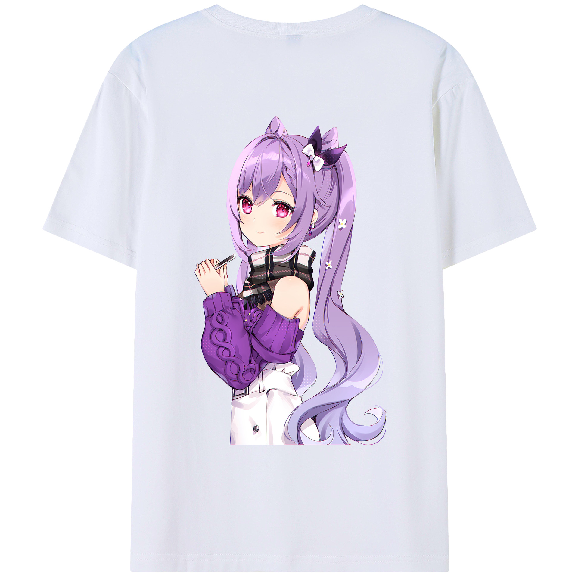 げんし神 刻晴 こくせい genshin Kokusei 綿100％ メンズ半袖Tシャツ（バックプリント） 通気性
