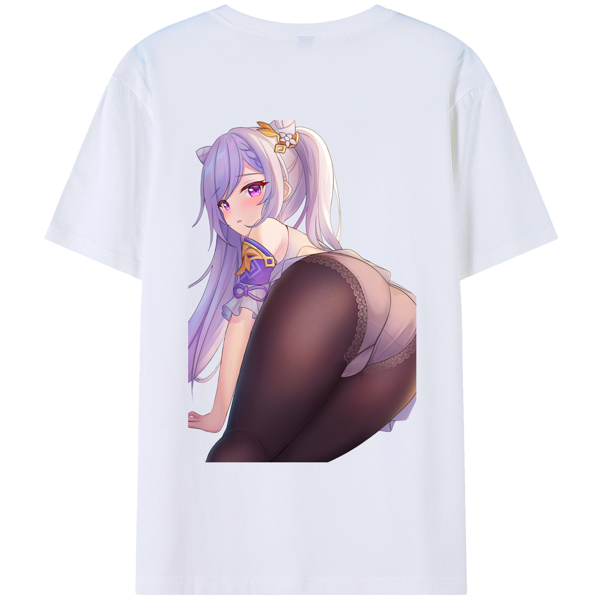げんし神 刻晴 こくせい genshin Kokusei 綿100％ メンズ半袖Tシャツ（バックプリント） 通気性