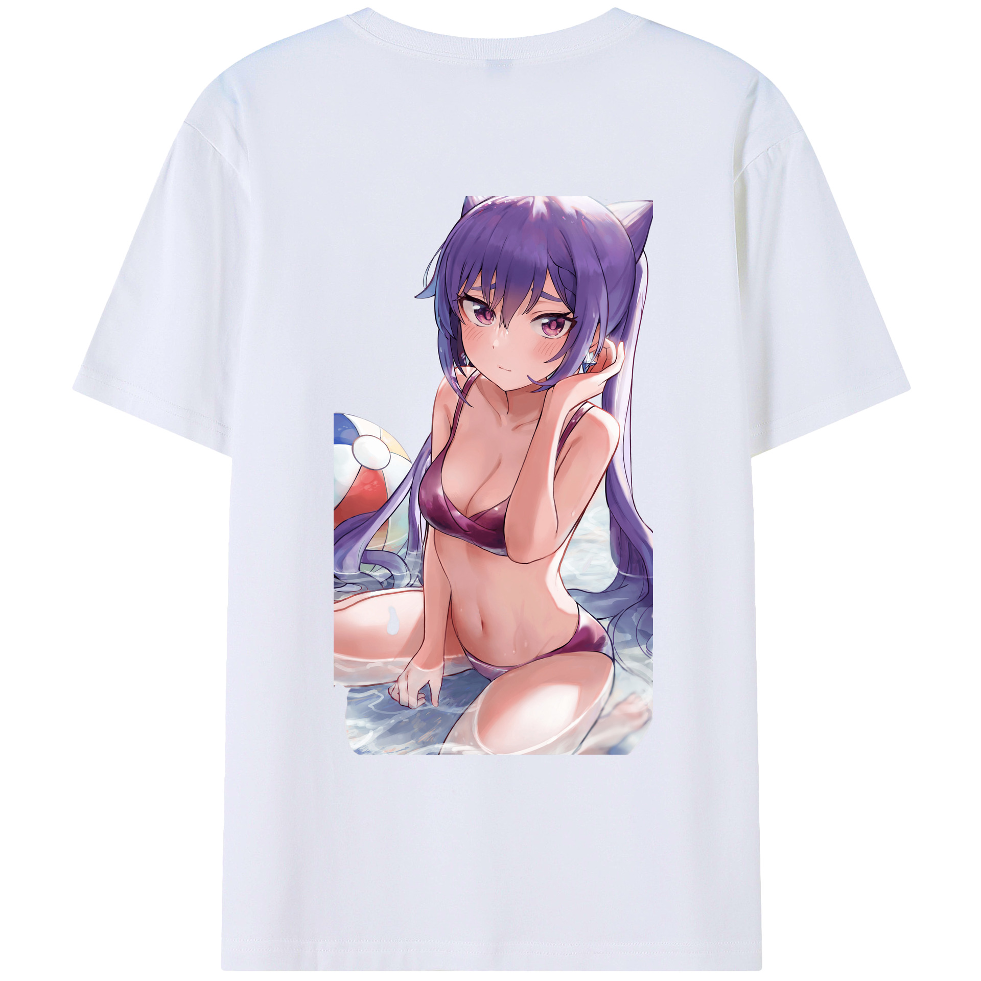 げんし神 刻晴 こくせい genshin Kokusei 綿100％ メンズ半袖Tシャツ（バックプリント） 通気性