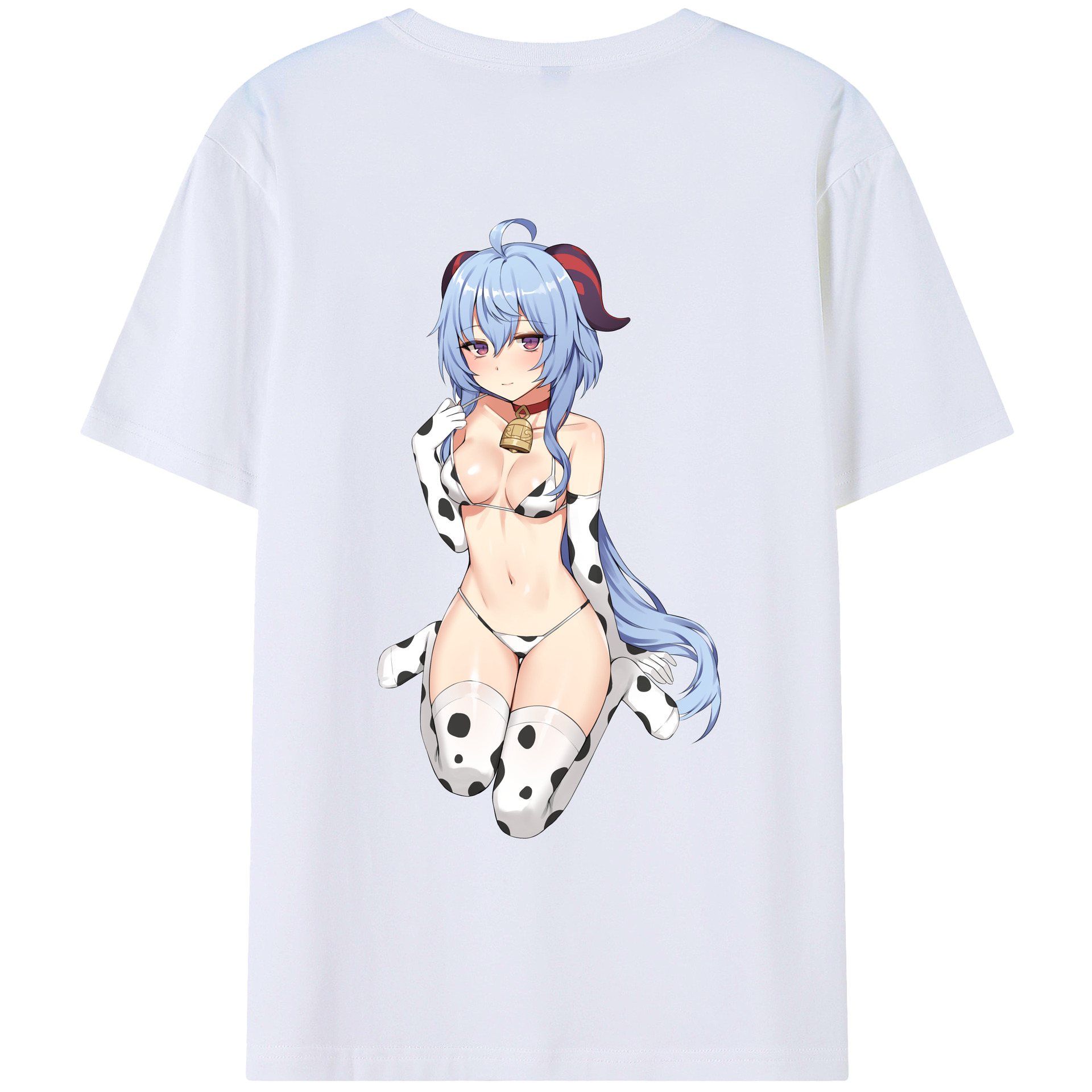 げんし神 甘雨 かんう genshin Ganyu 綿100％ メンズ半袖Tシャツ（バックプリント） 通気性
