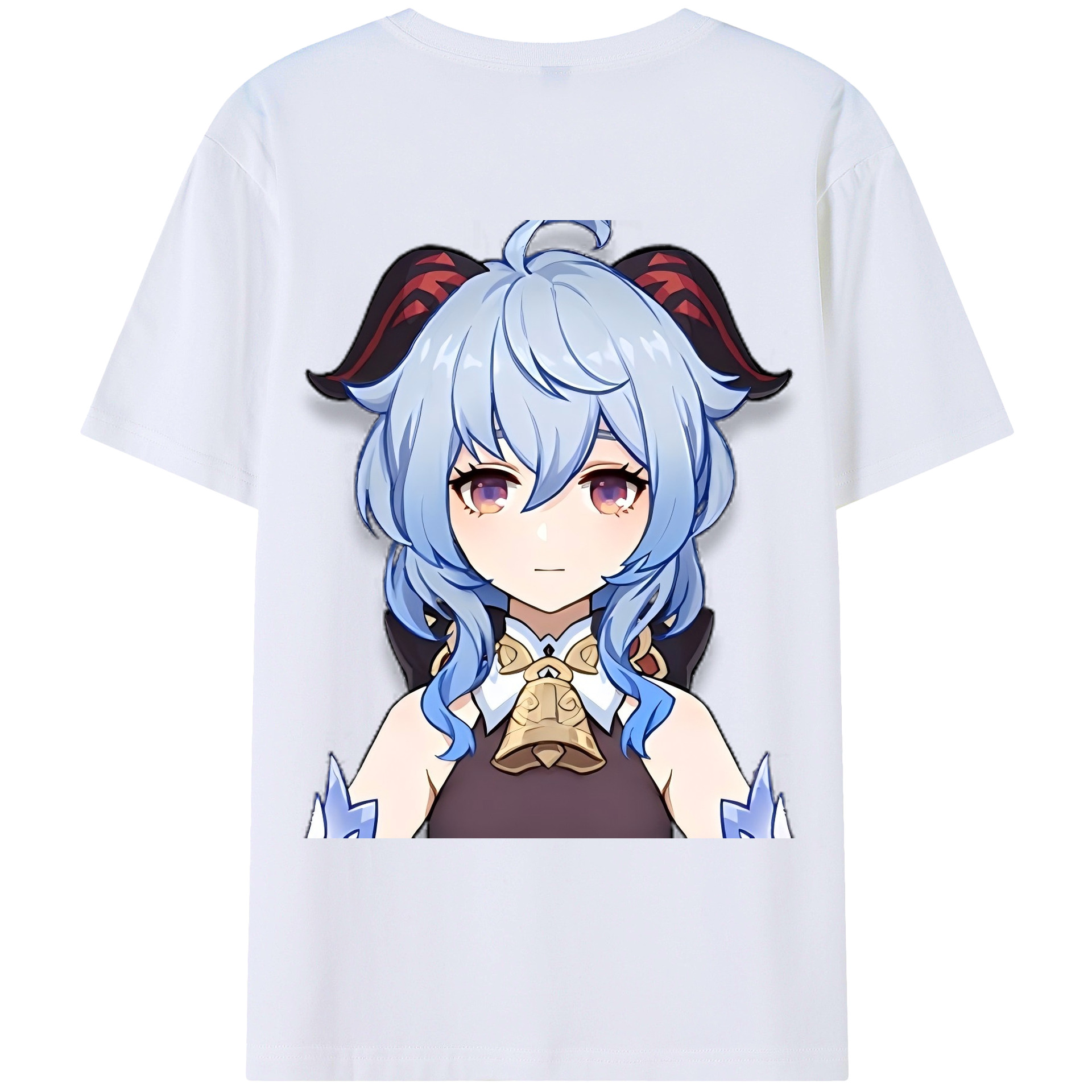 げんし神 甘雨 かんう genshin Ganyu 綿100％ メンズ半袖Tシャツ（バックプリント） 通気性