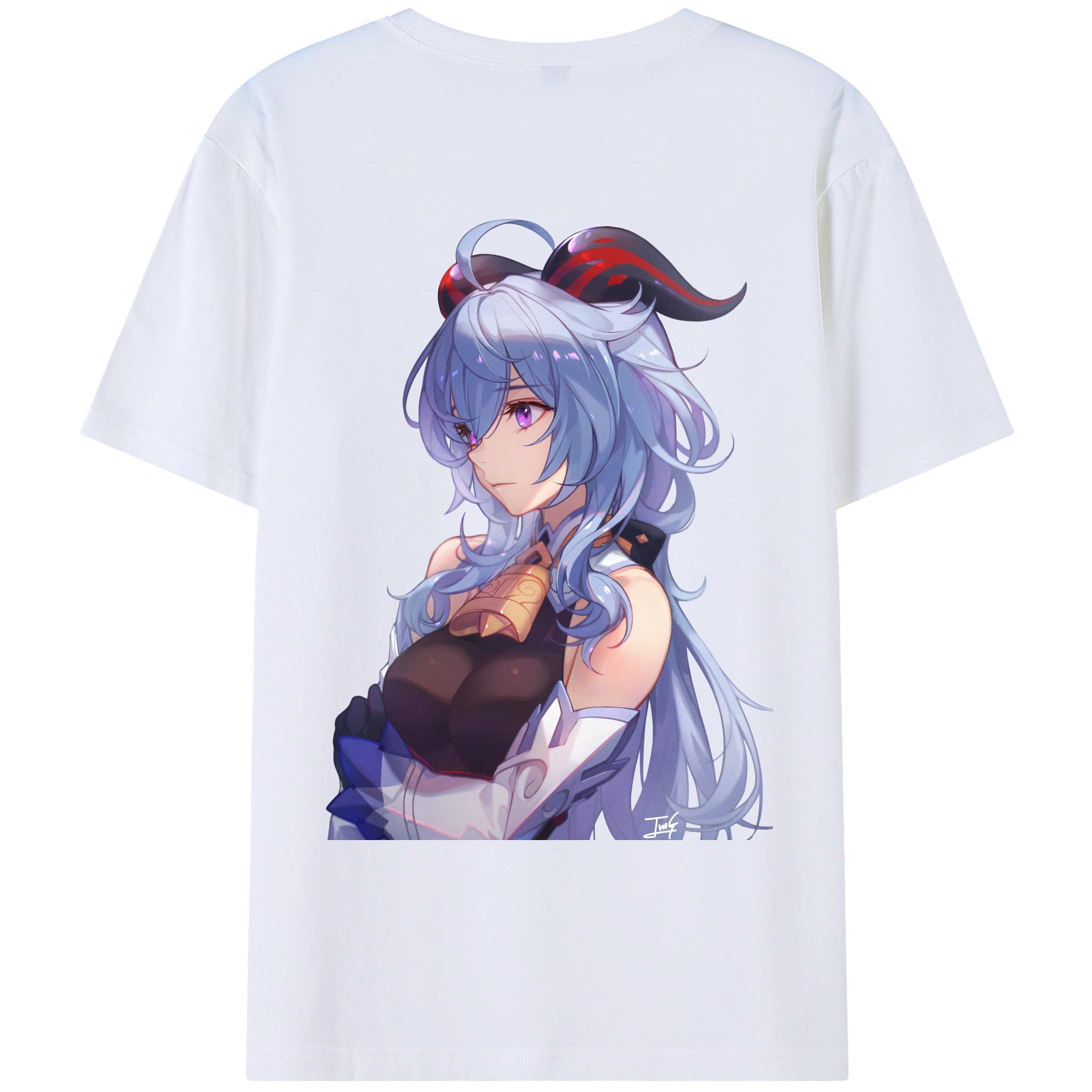 げんし神 甘雨 かんう genshin Ganyu 綿100％ メンズ半袖Tシャツ（バックプリント） 通気性