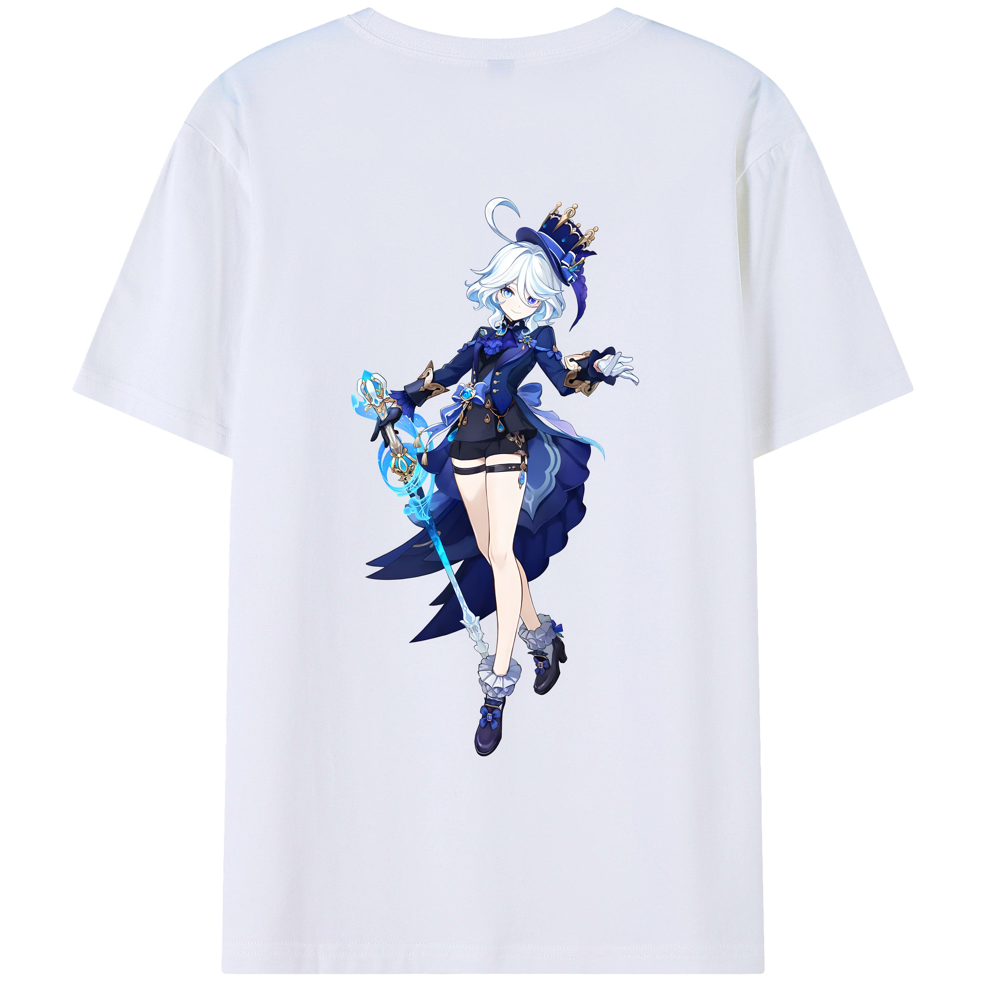 げんし神 フリーナ genshin Furina 綿100％ メンズ半袖Tシャツ（バックプリント） 通気性
