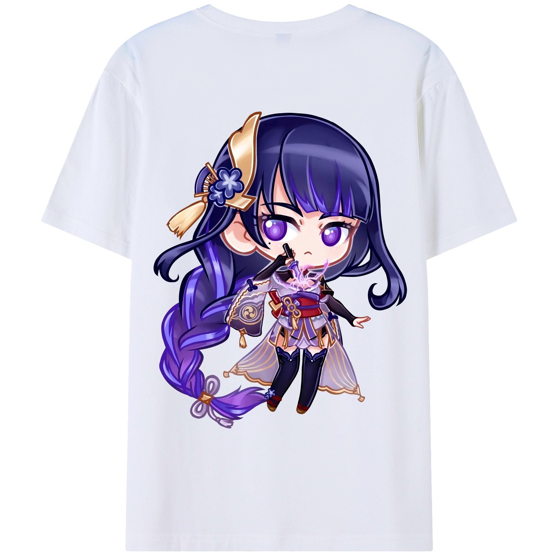 げんし神 雷電将軍 らいでんしょうぐん genshin Raiden Shogun 綿100％ メンズ半袖Tシャツ（バックプリント） 通気性