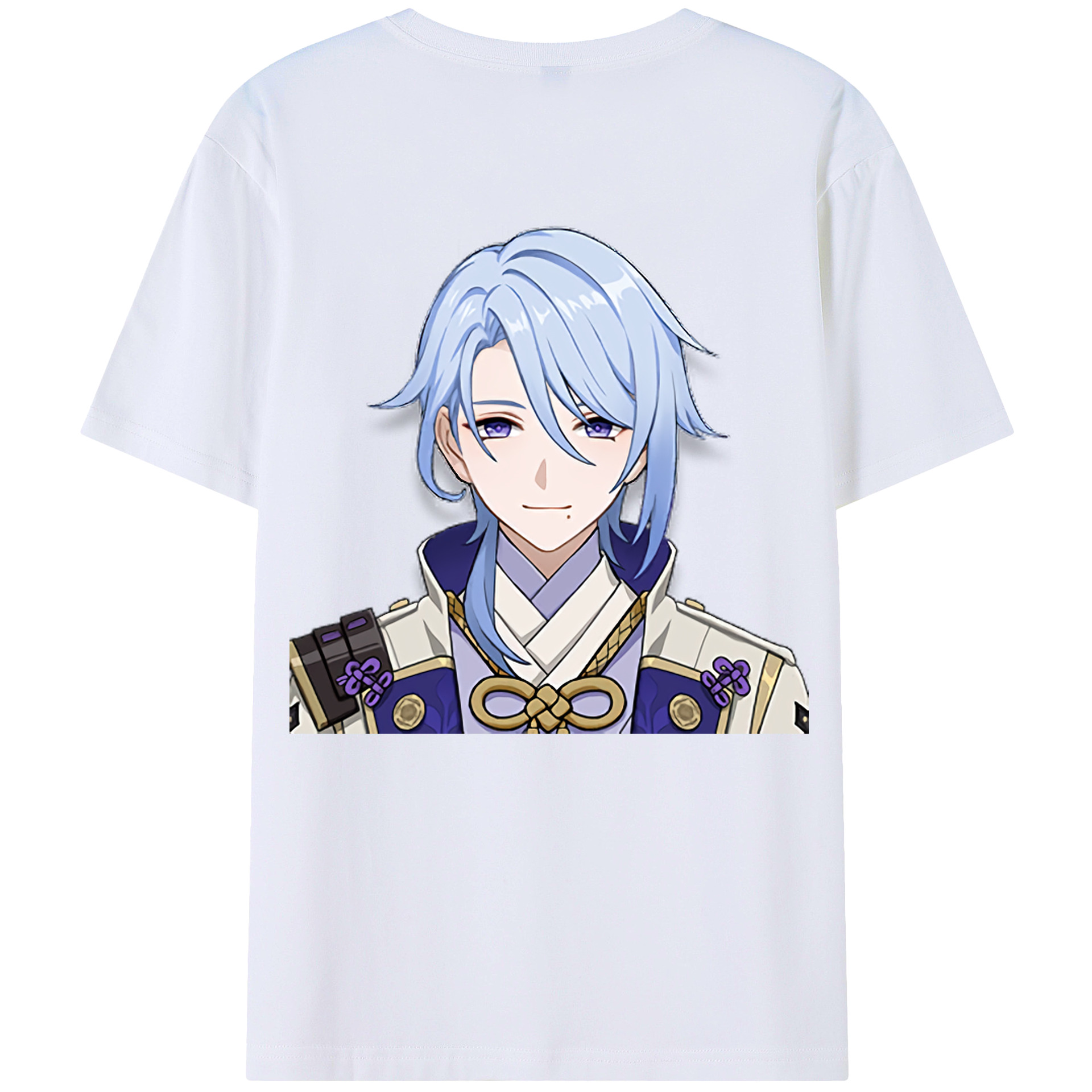 げんし神 神里綾人 かみさとあやと genshin Kamisato Ayato 綿100％ メンズ半袖Tシャツ（バックプリント） 通気性