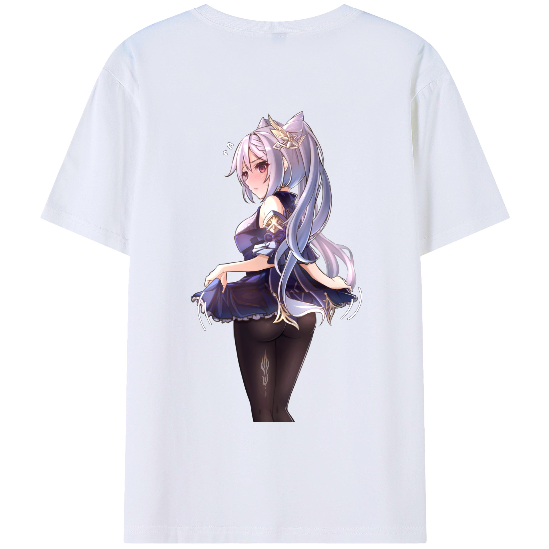 げんし神 刻晴 こくせい genshin Kokusei 綿100％ メンズ半袖Tシャツ（バックプリント） 通気性
