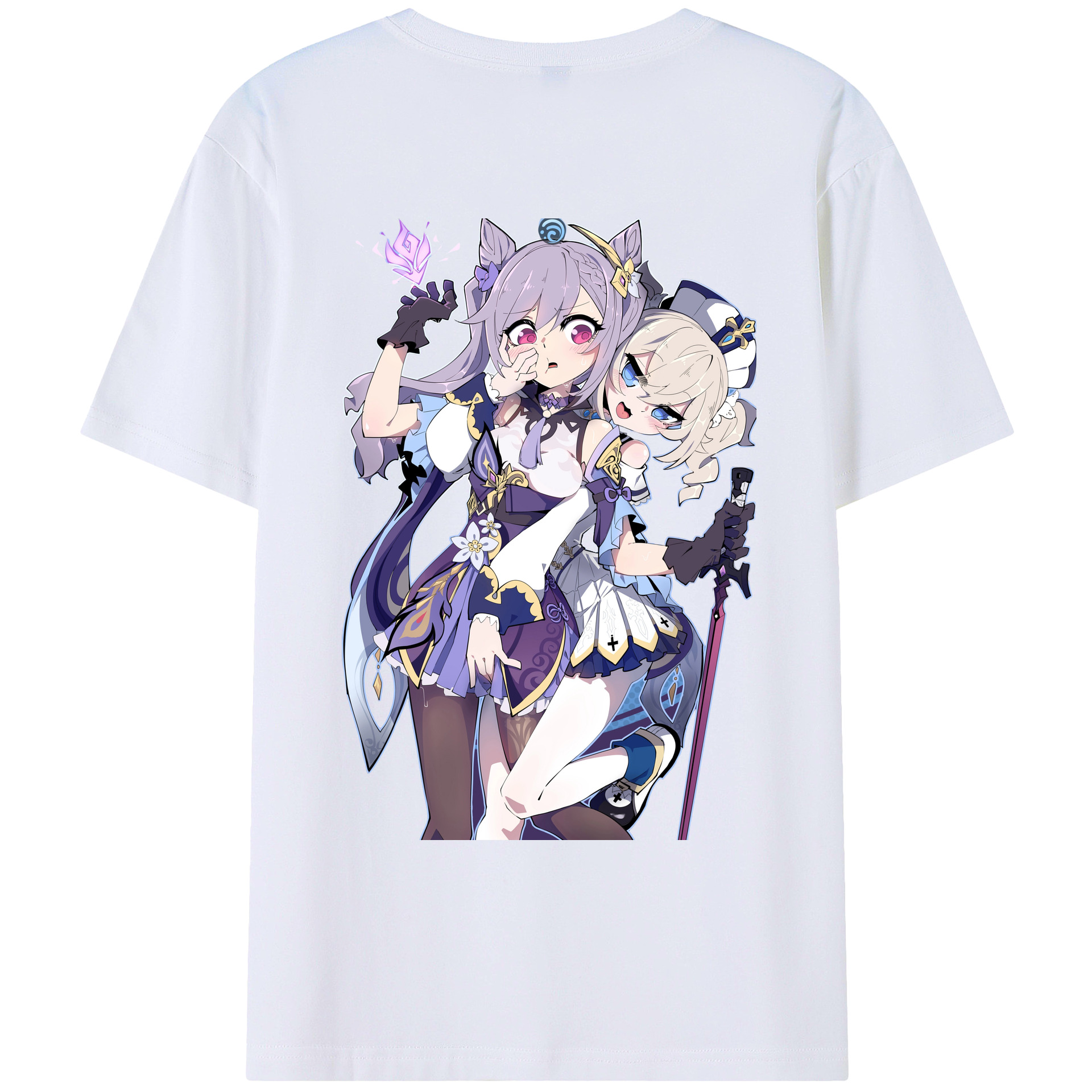 げんし神 刻晴 こくせい genshin Kokusei 綿100％ メンズ半袖Tシャツ（バックプリント） 通気性