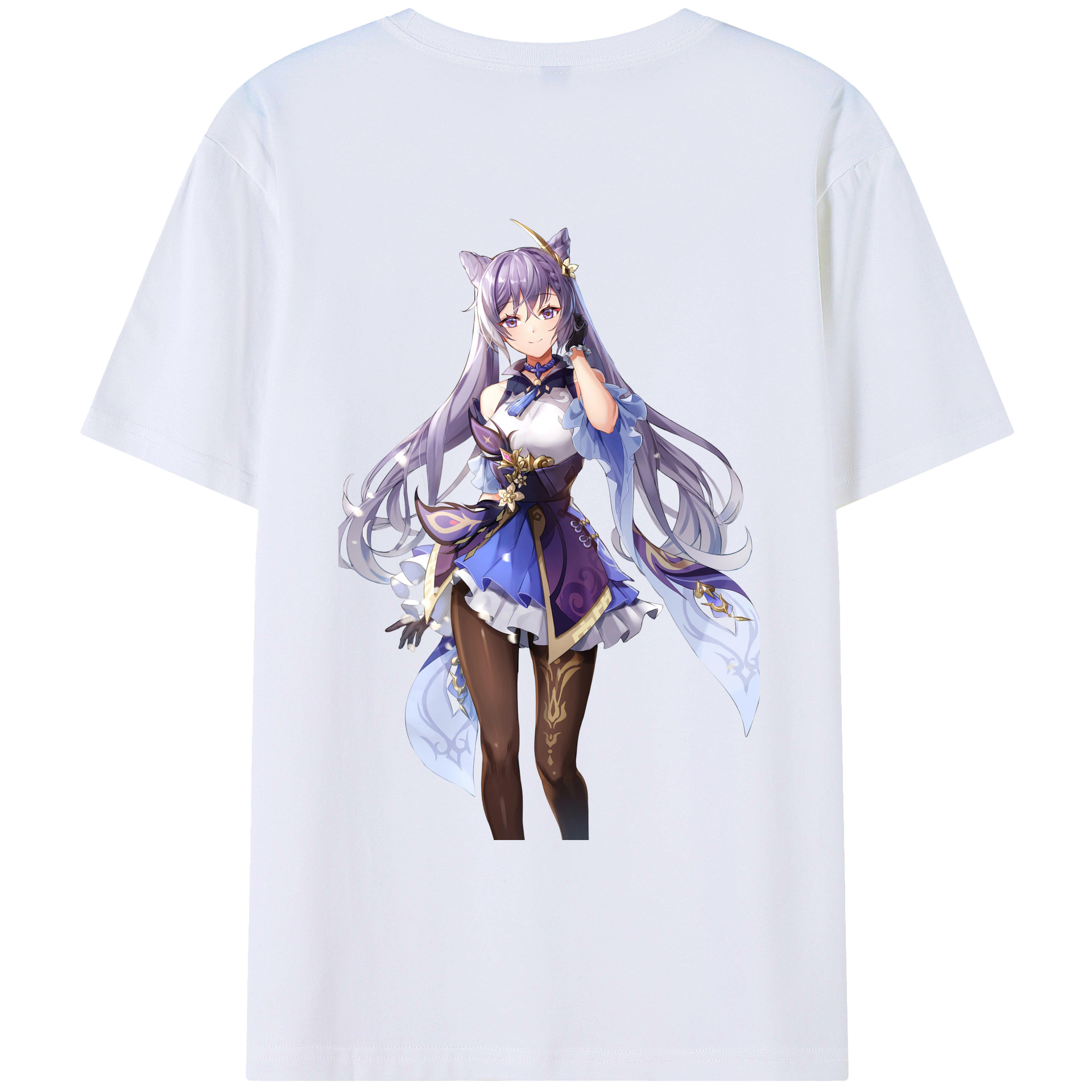 げんし神 刻晴 こくせい genshin Kokusei 綿100％ メンズ半袖Tシャツ（バックプリント） 通気性