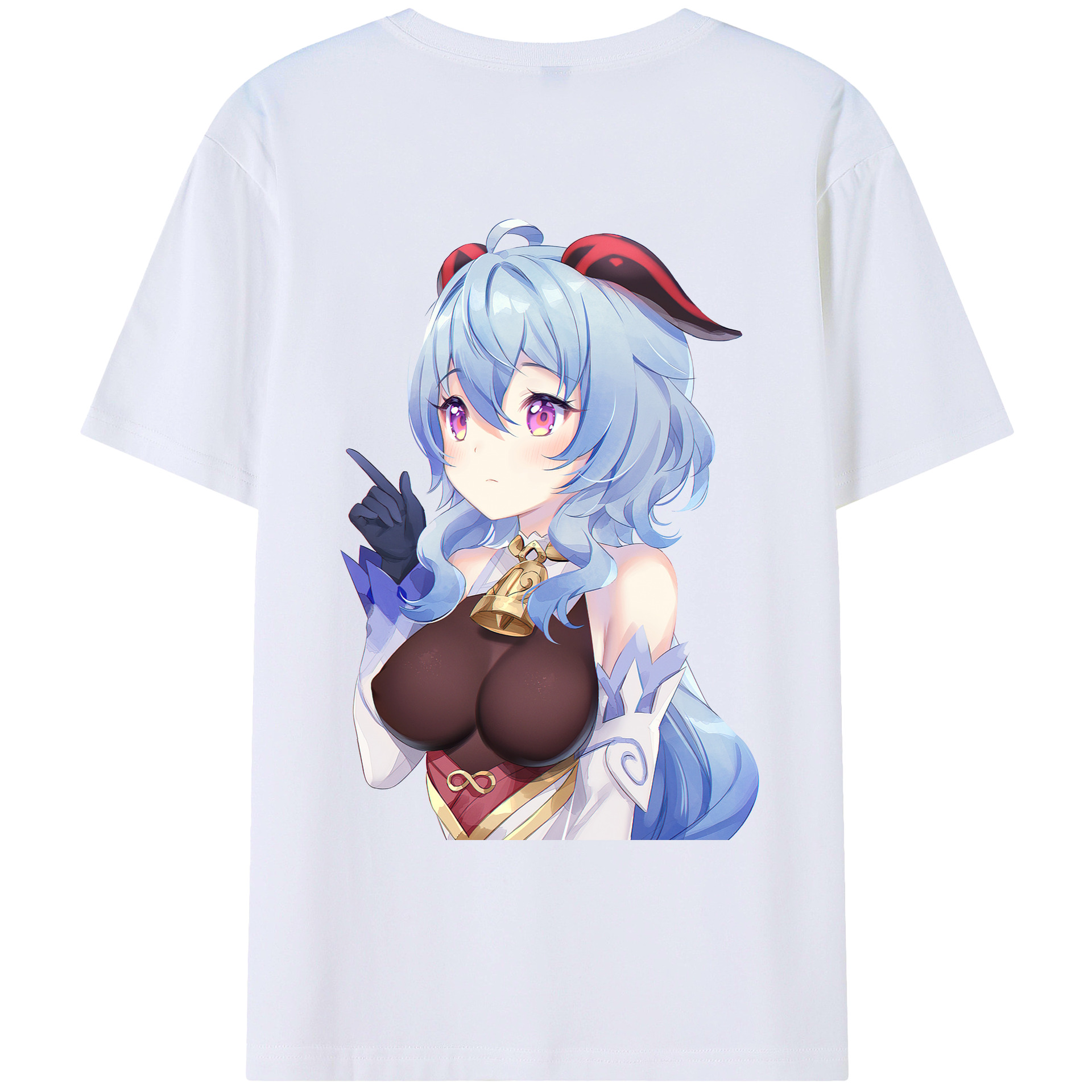 げんし神 甘雨 かんう genshin Ganyu 綿100％ メンズ半袖Tシャツ（バックプリント） 通気性