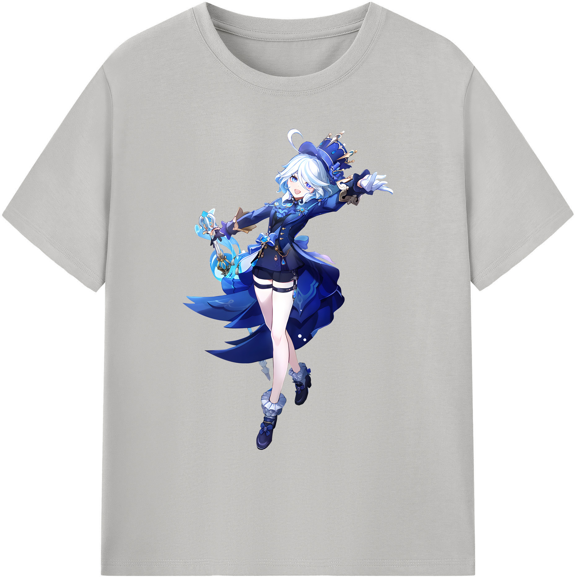 げんし神 フリーナ genshin Furina 綿100％ メンズ半袖Tシャツ｜肌触りやわらか＆通気性