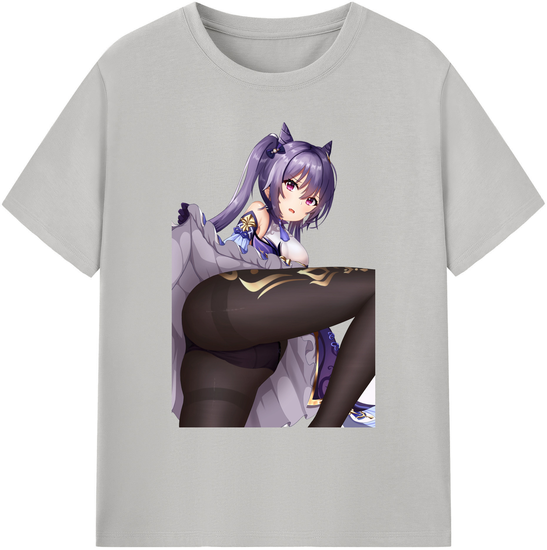 げんし神 刻晴 こくせい genshin Kokusei 綿100％ メンズ半袖Tシャツ｜肌触りやわらか＆通気性