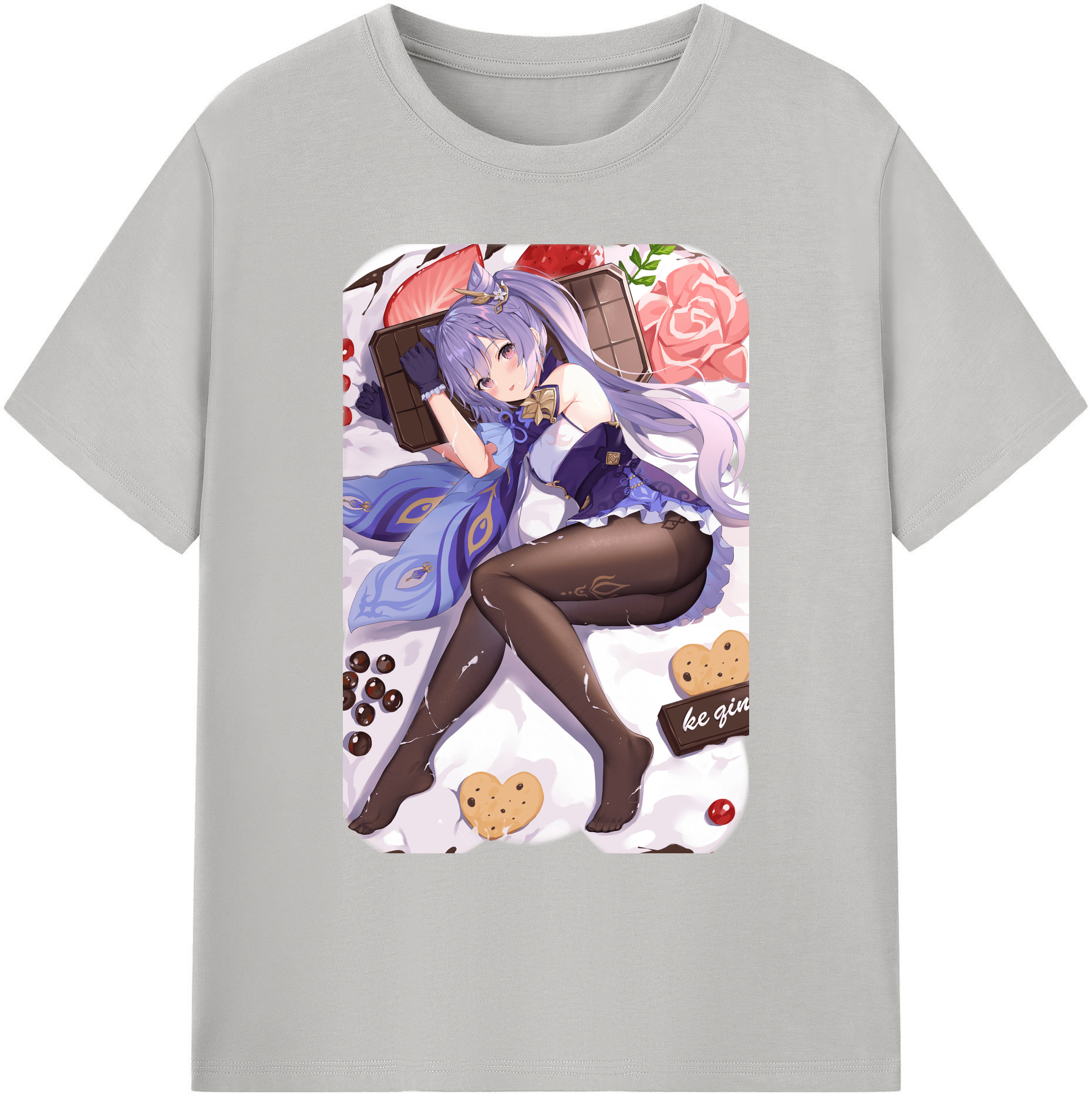 げんし神 刻晴 こくせい genshin Kokusei 綿100％ メンズ半袖Tシャツ｜肌触りやわらか＆通気性