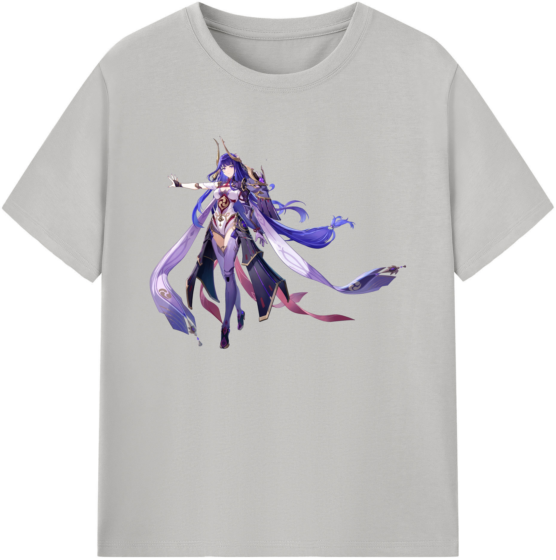 げんし神 雷電将軍 らいでんしょうぐん genshin Raiden Shogun 綿100％ メンズ半袖Tシャツ｜肌触りやわらか＆通気性