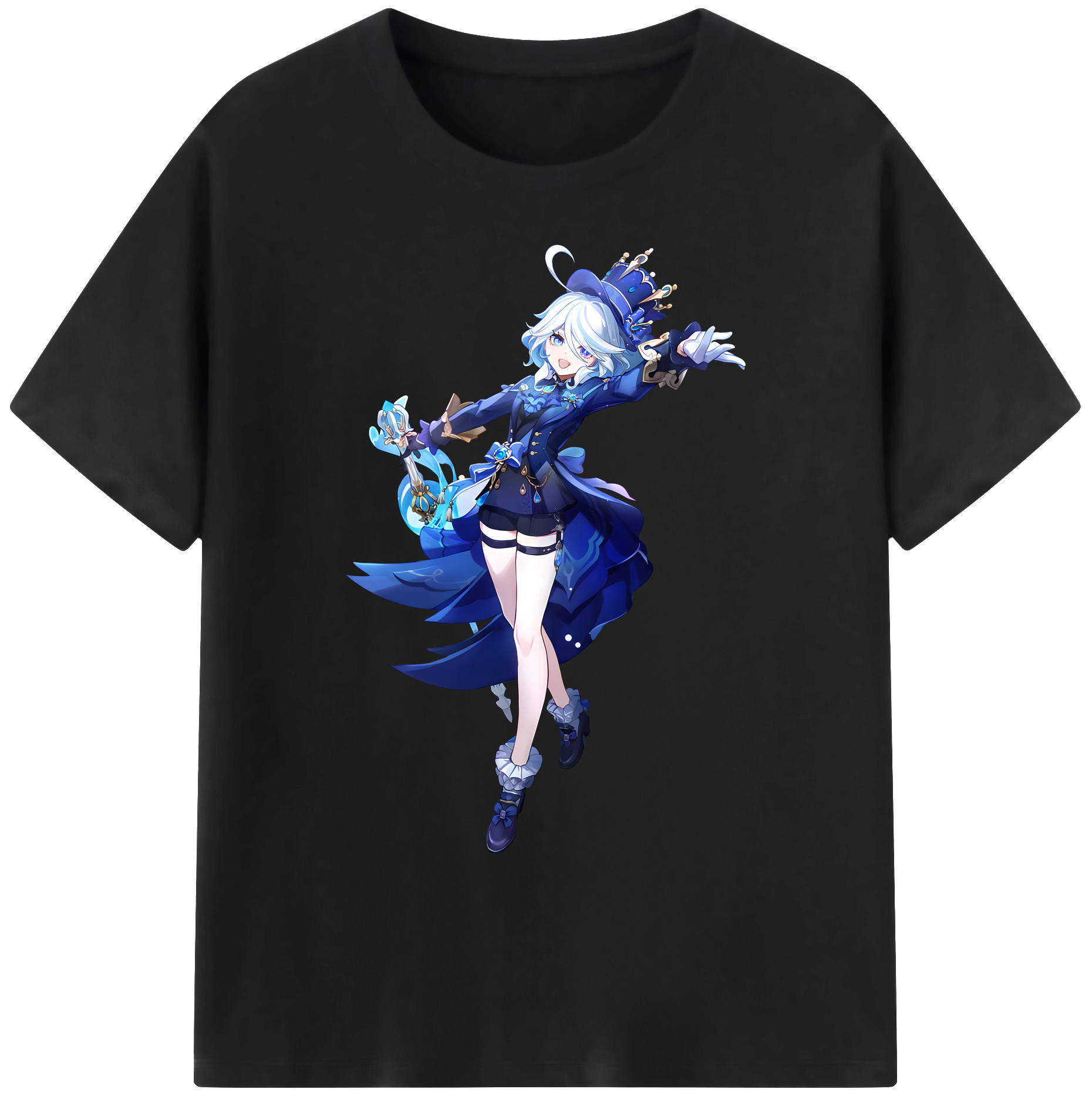げんし神 フリーナ genshin Furina 綿100％ メンズ半袖Tシャツ｜肌触りやわらか＆通気性