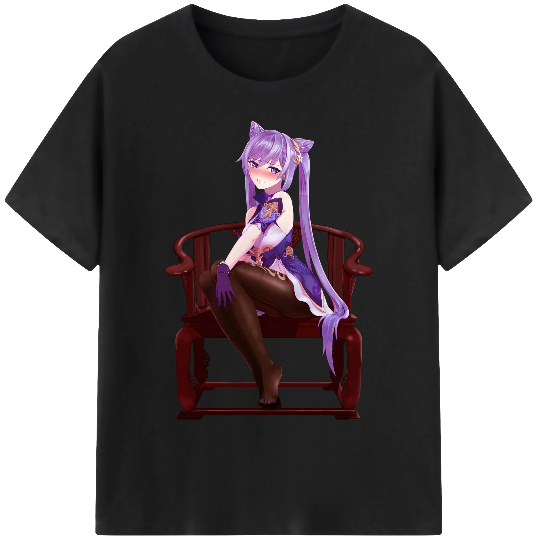 げんし神 刻晴 こくせい genshin Kokusei 綿100％ メンズ半袖Tシャツ｜肌触りやわらか＆通気性
