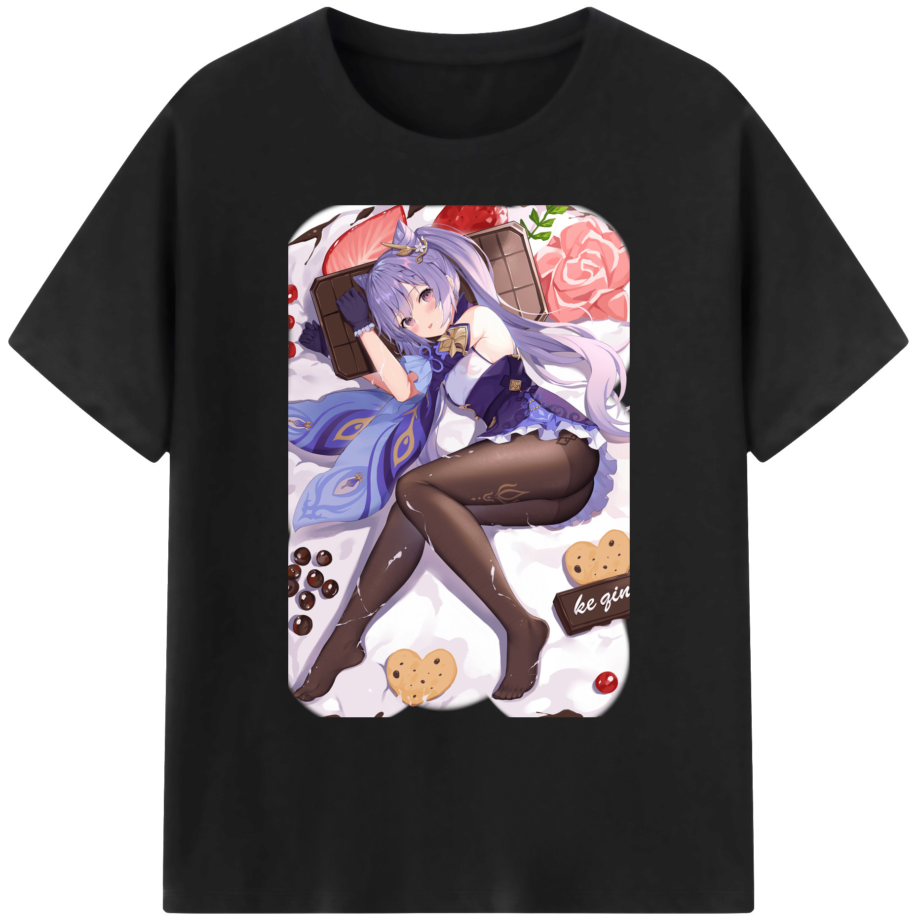 げんし神 刻晴 こくせい genshin Kokusei 綿100％ メンズ半袖Tシャツ｜肌触りやわらか＆通気性