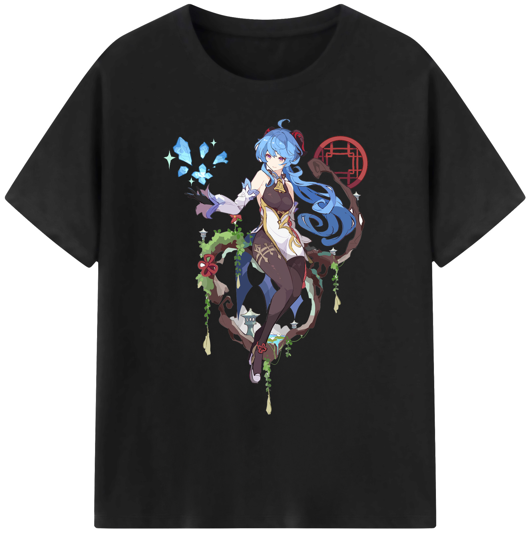 げんし神 甘雨 かんう genshin Ganyu 綿100％ メンズ半袖Tシャツ｜肌触りやわらか＆通気性