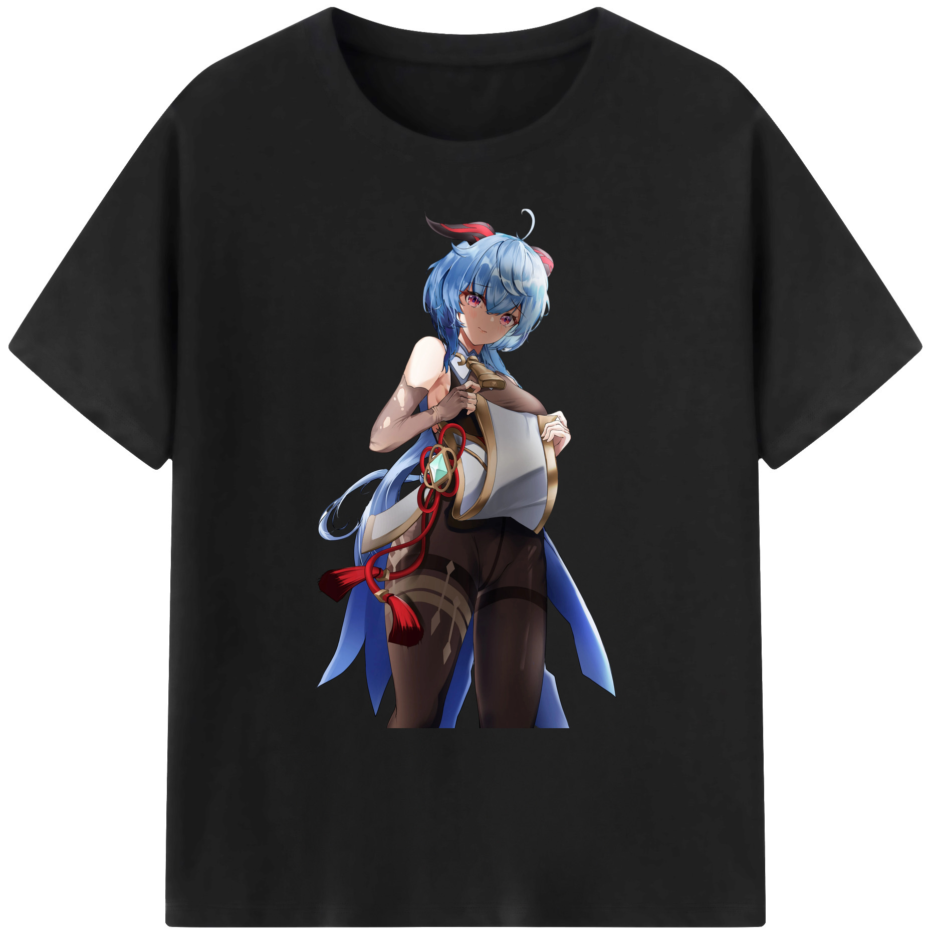 げんし神 甘雨 かんう genshin Ganyu 綿100％ メンズ半袖Tシャツ｜肌触りやわらか＆通気性
